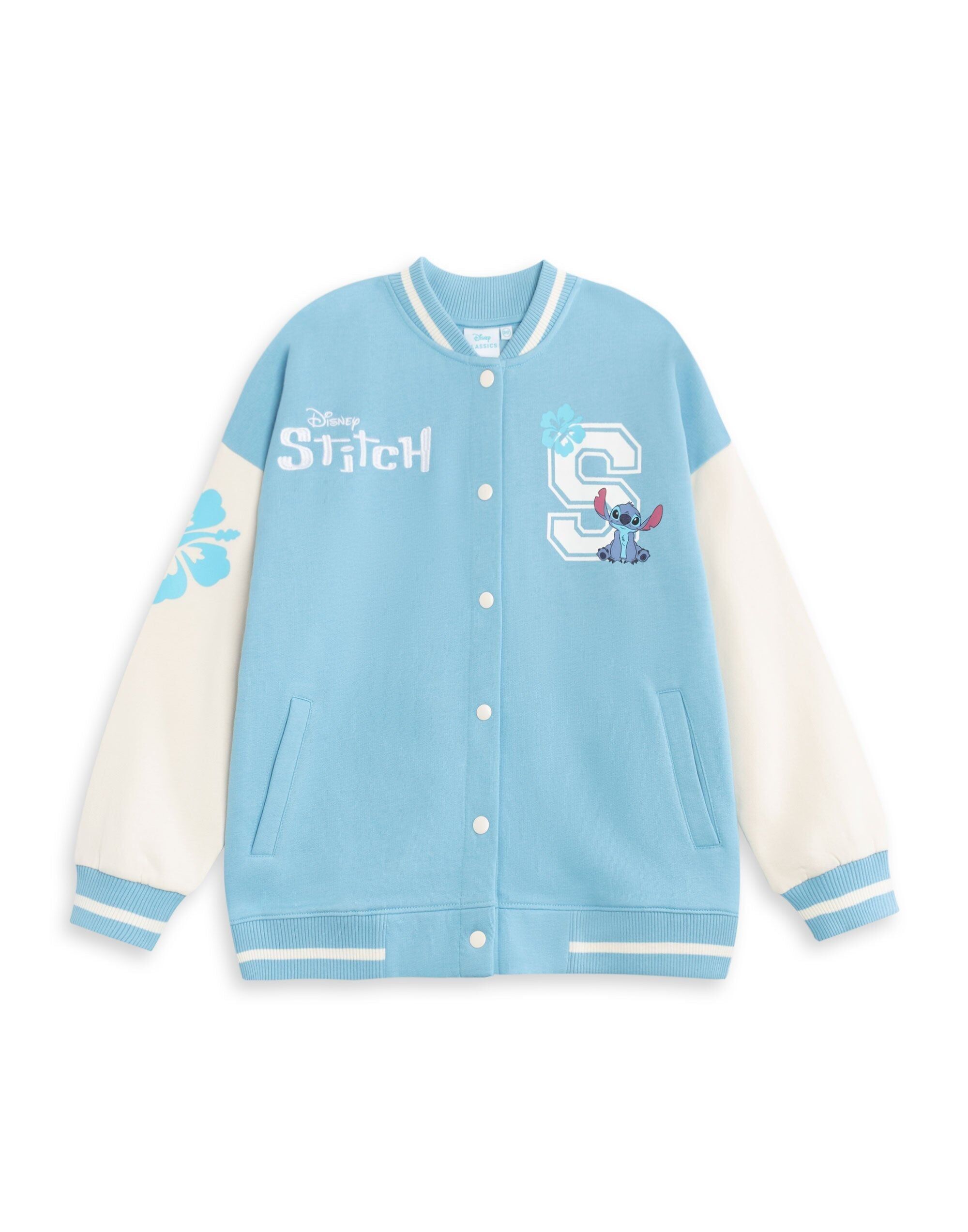 Chaqueta universitaria con puntadas azules de Disney para niñas
