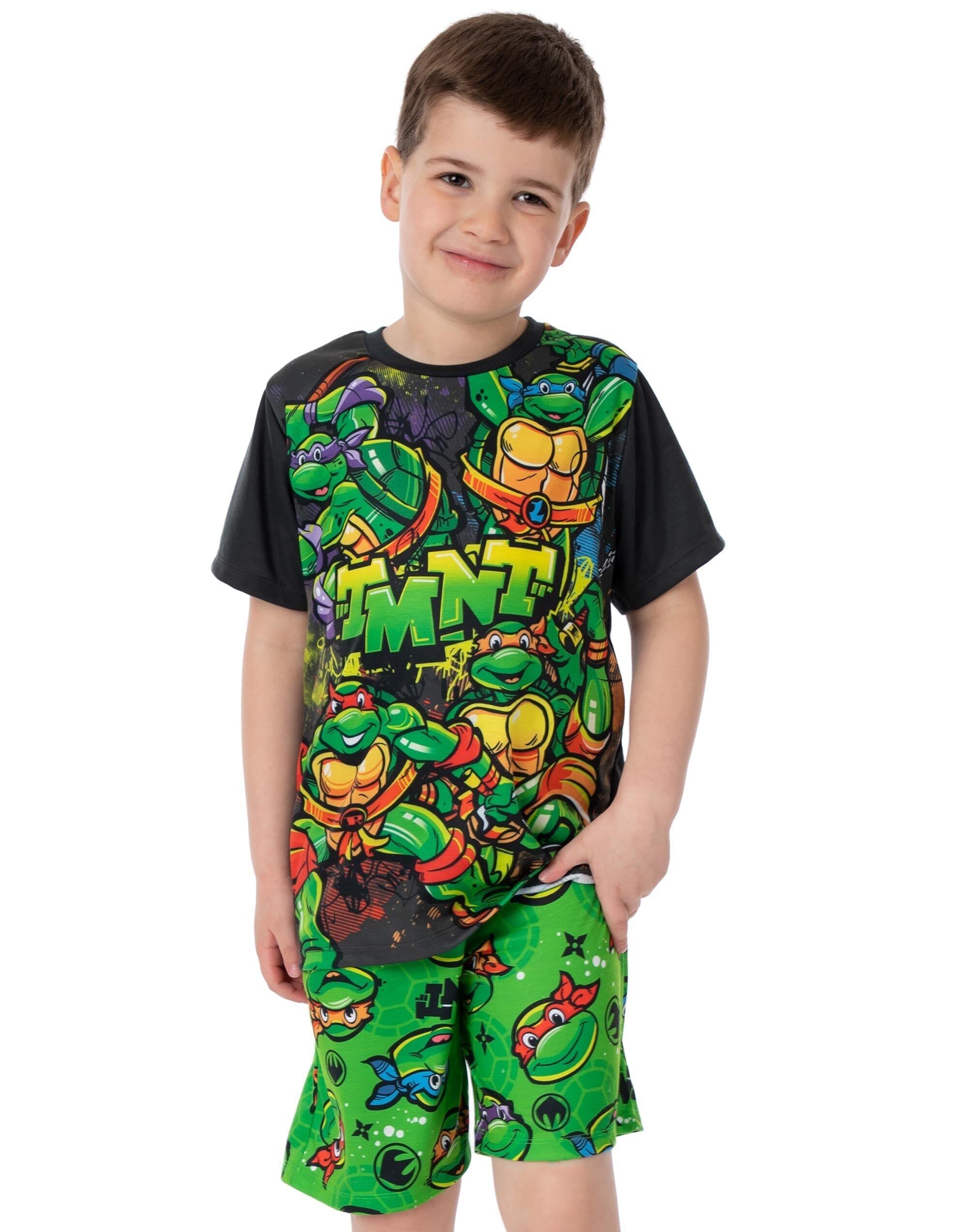 Pijama verde de manga corta y pierna corta de las Tortugas Ninja para niño