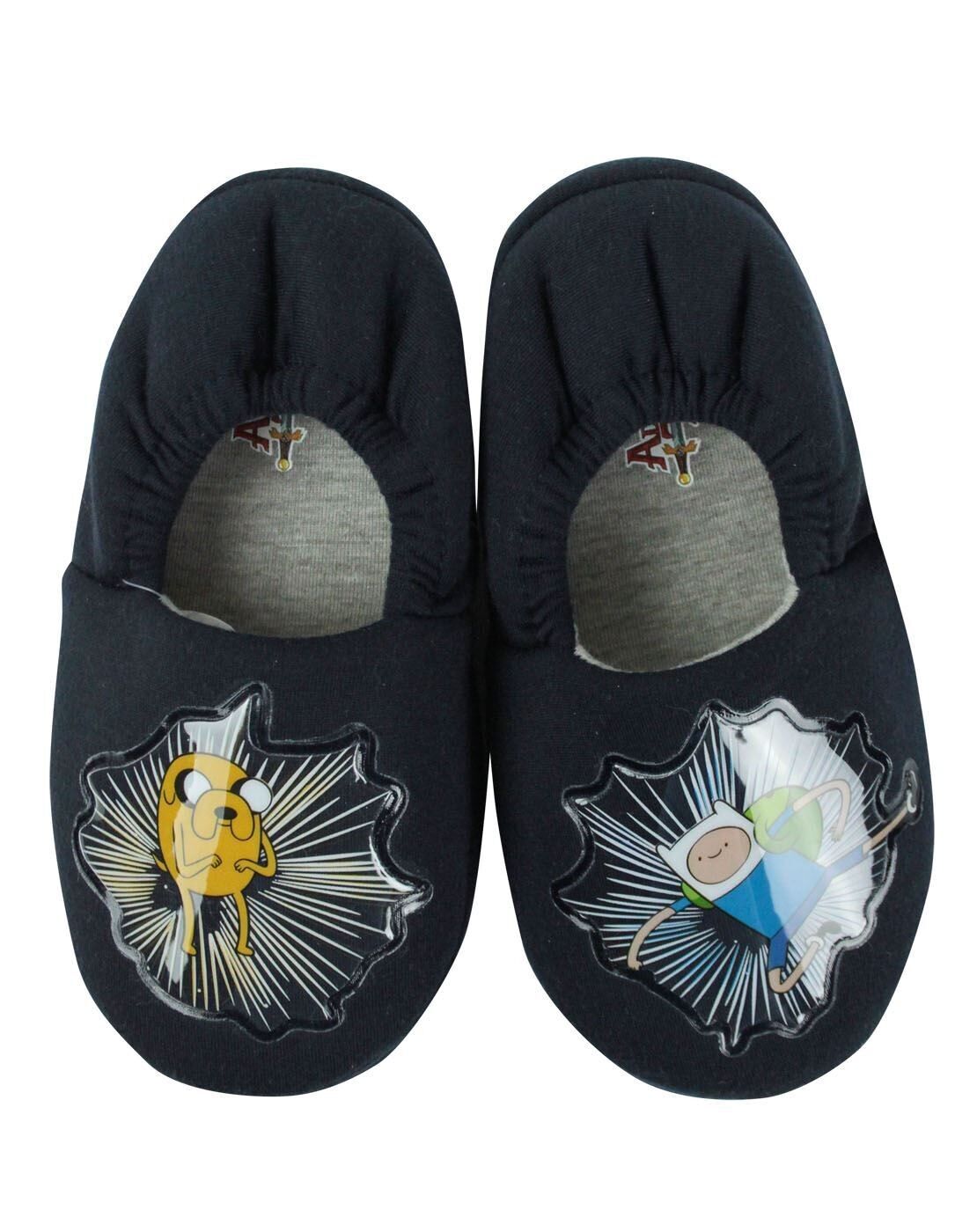Pantuflas negras con personajes 3D de Hora de Aventuras para niños