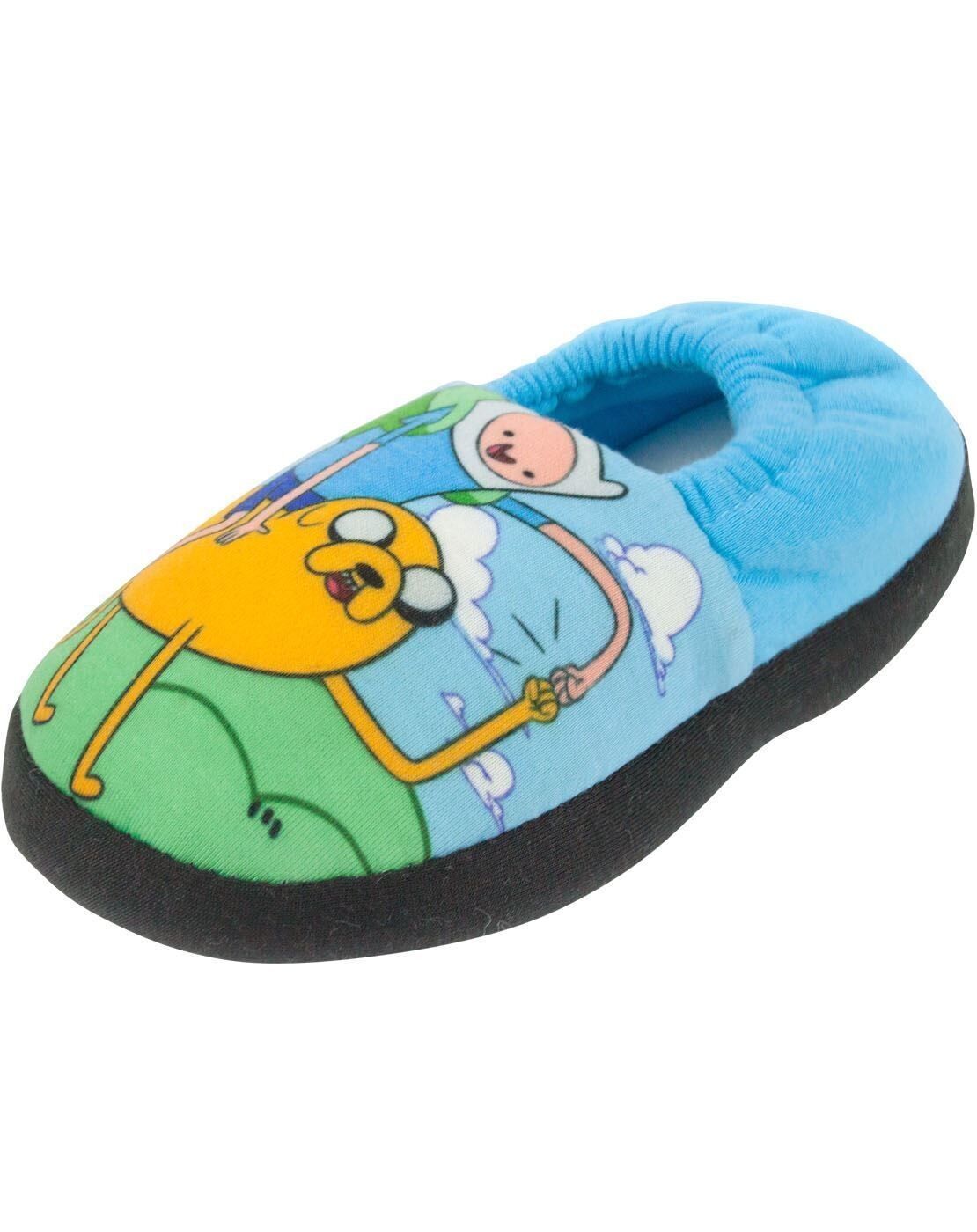 Pantuflas tipo mule con estampado gráfico de personajes múltiples en azul para niños de Hora de Aventuras