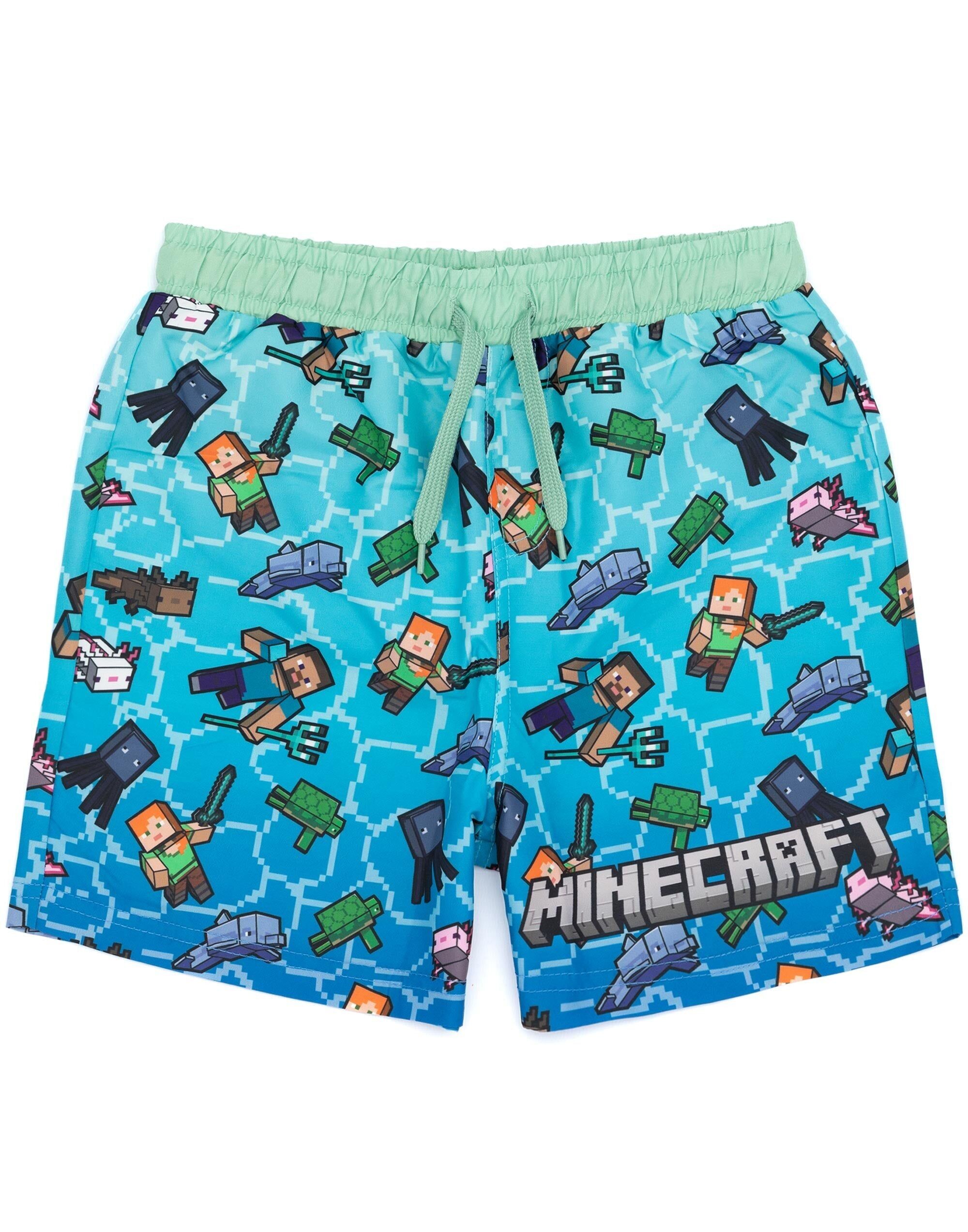 Short de bain bleu Minecraft pour garçon à motifs Creeper