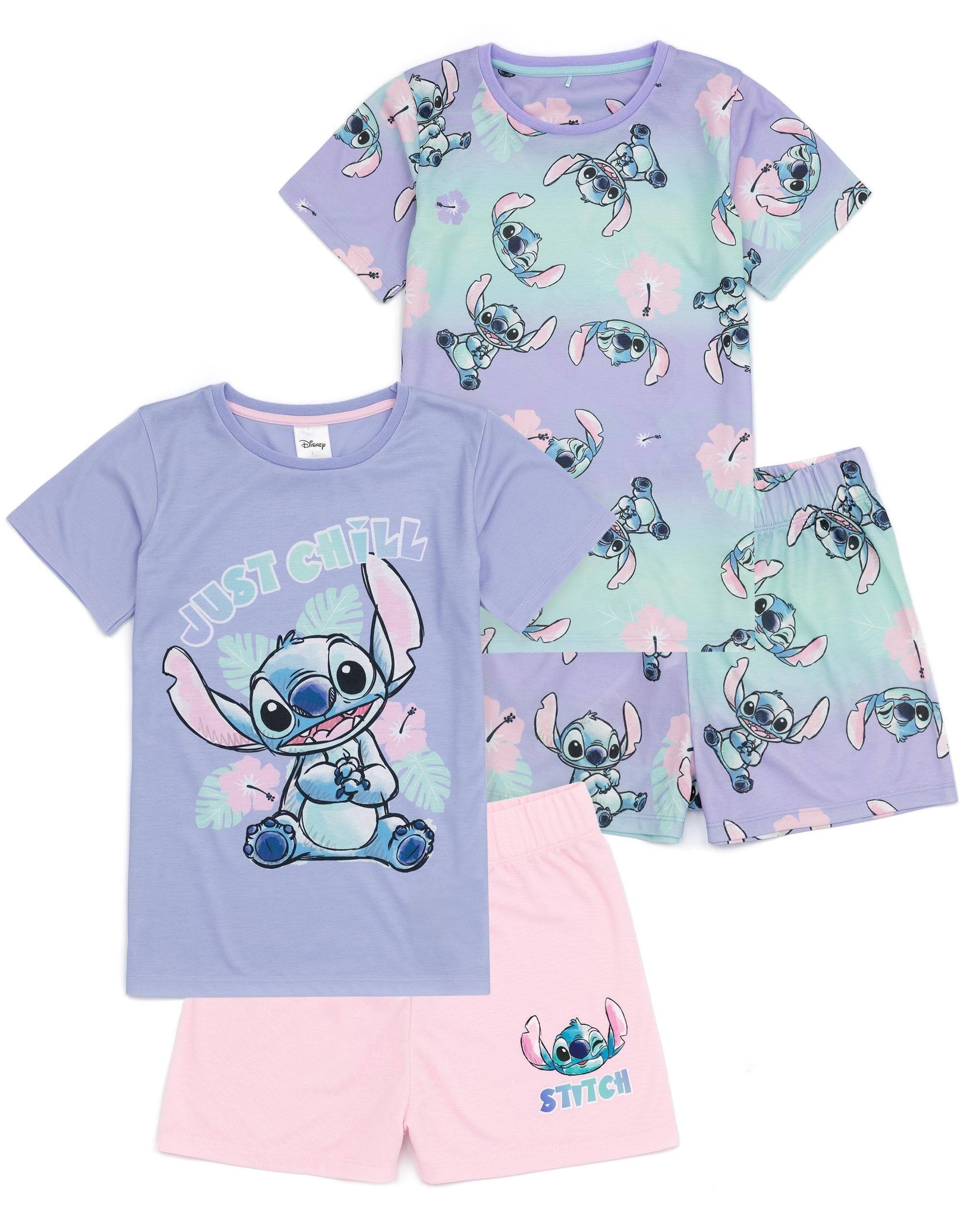 Pijama de manga corta y pierna corta multicolor de Lilo y Stitch para niñas de Disney