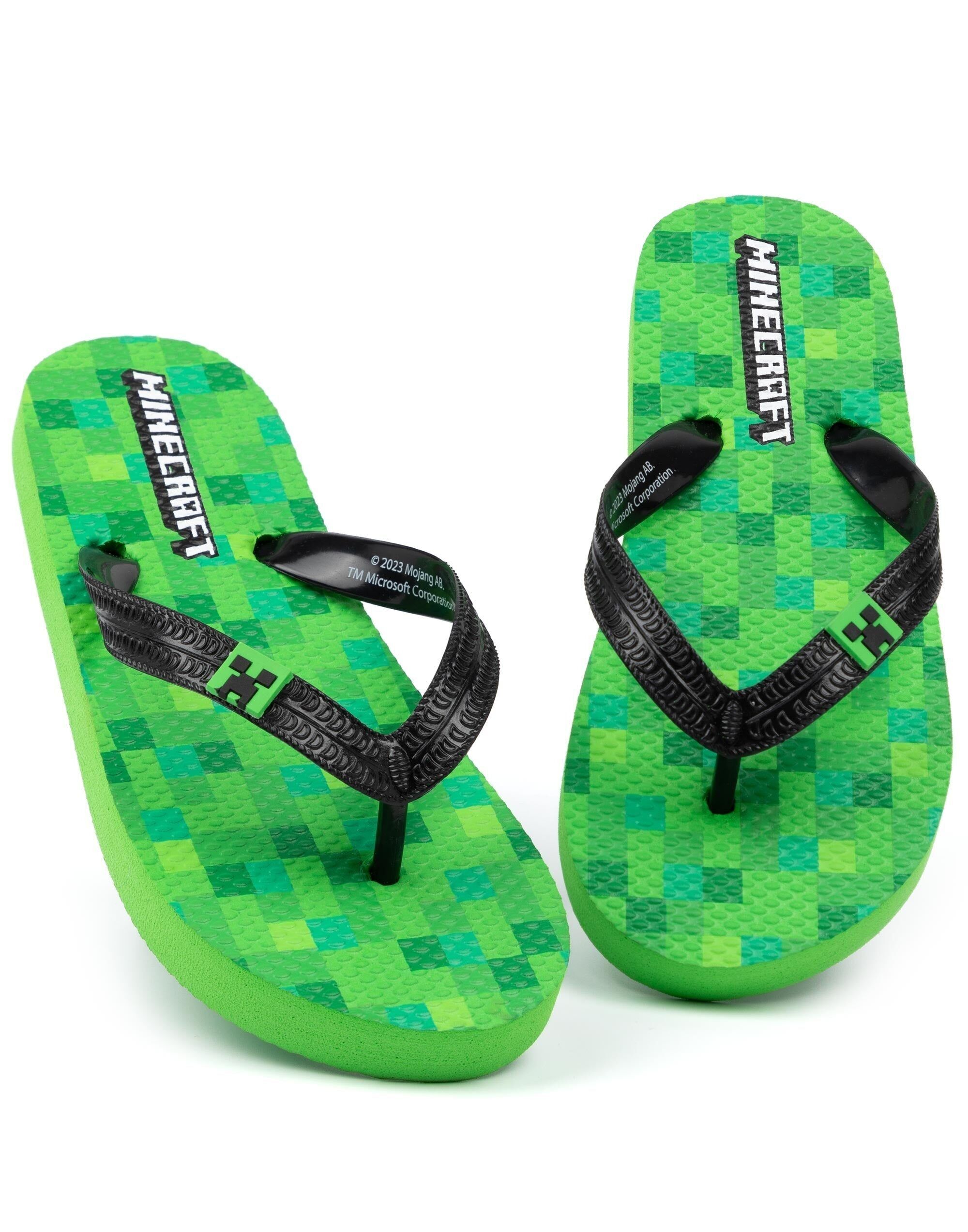 Chanclas unisex verdes para niños de Minecraft
