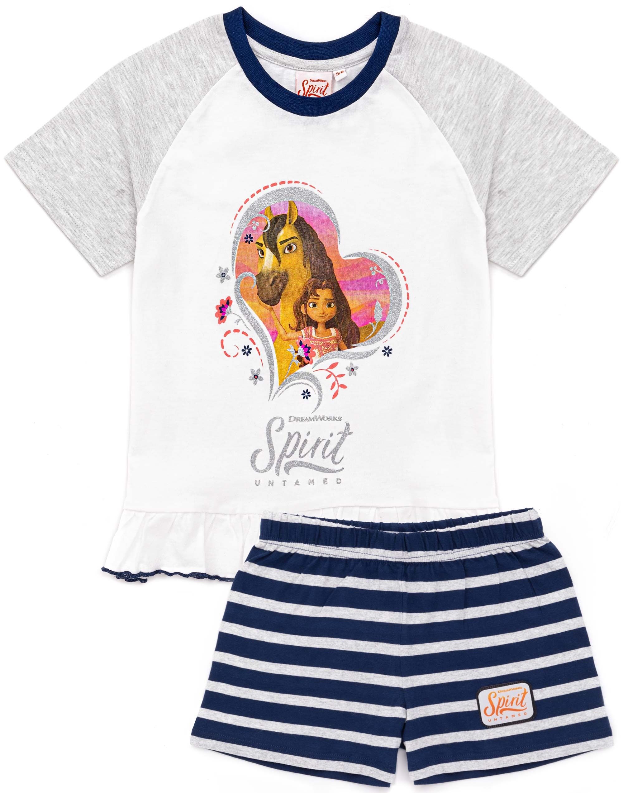 Ensemble pyjama à manches courtes et jambes courtes DreamWorks pour filles, imprimé avec le personnage Blue Spirit