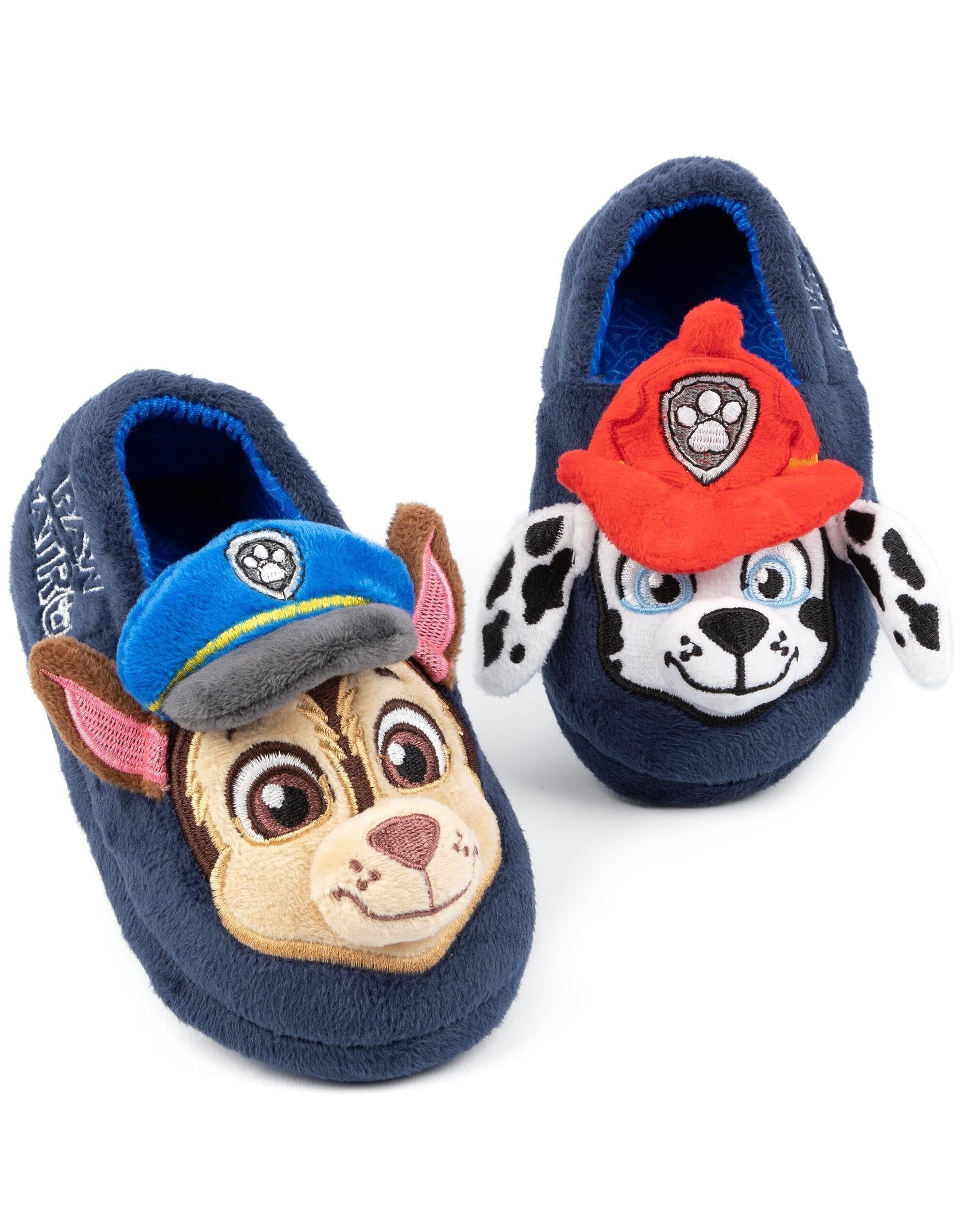 Pantuflas tipo mocasín con apliques de personajes 3D azules de la Patrulla Canina para niño