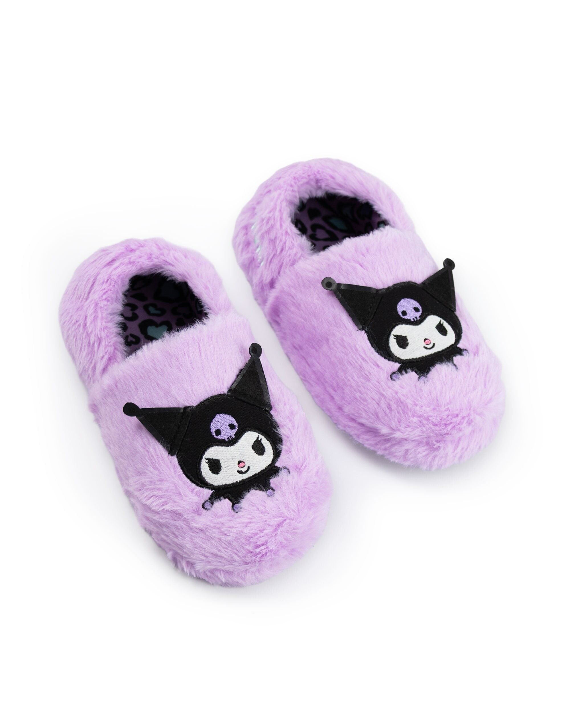 Pantuflas tipo mocasín Kuromi moradas de Hello Kitty para niñas