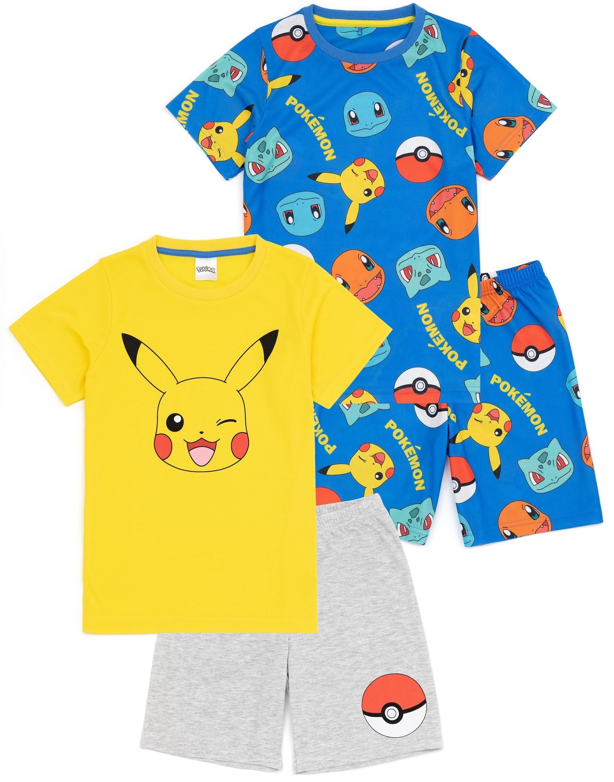 Ensemble pyjama unisexe pour enfants Pokémon multicolore à manches courtes et jambes courtes