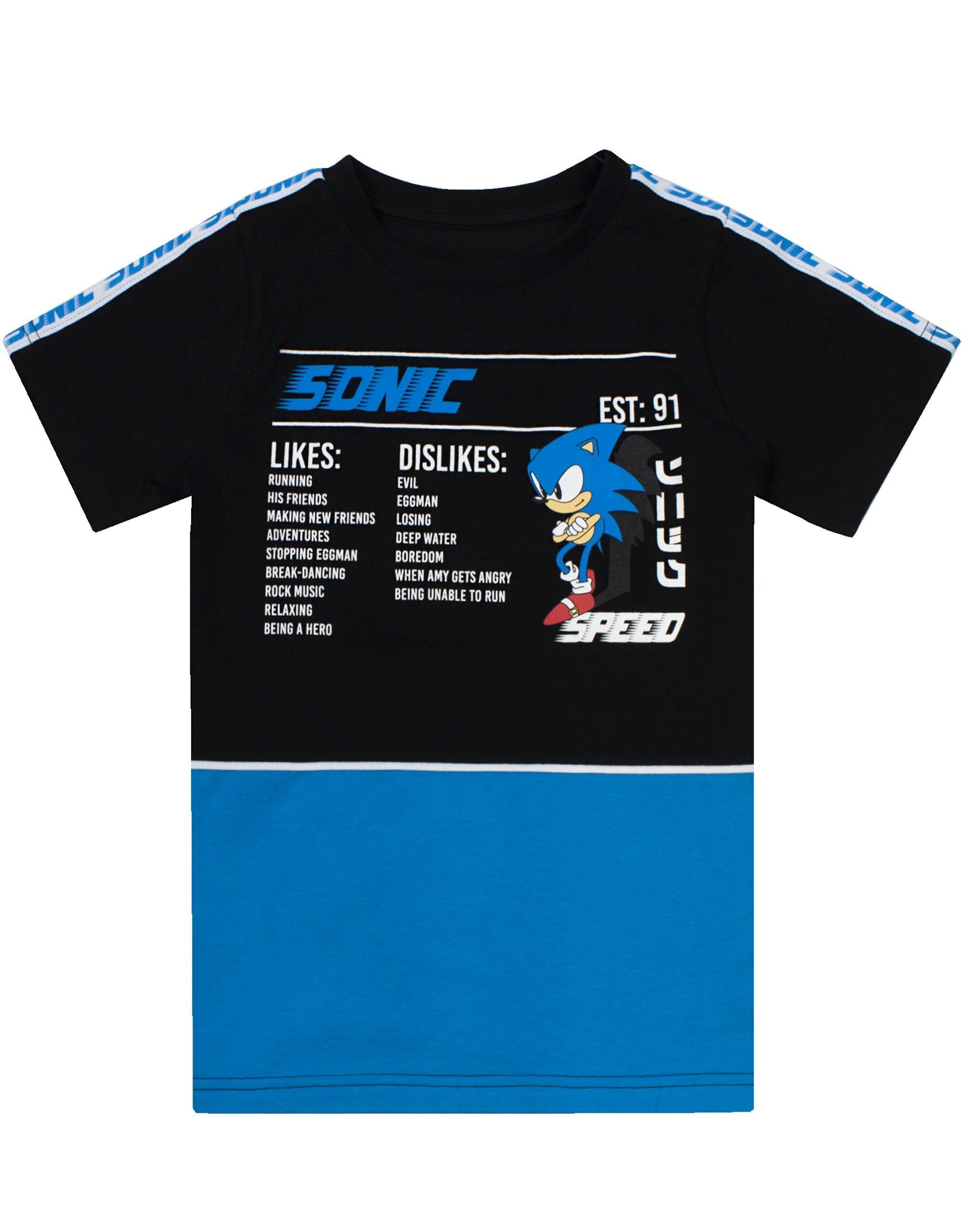 Camiseta de manga corta con gráficos de Sonic the Hedgehog para niño, color negro
