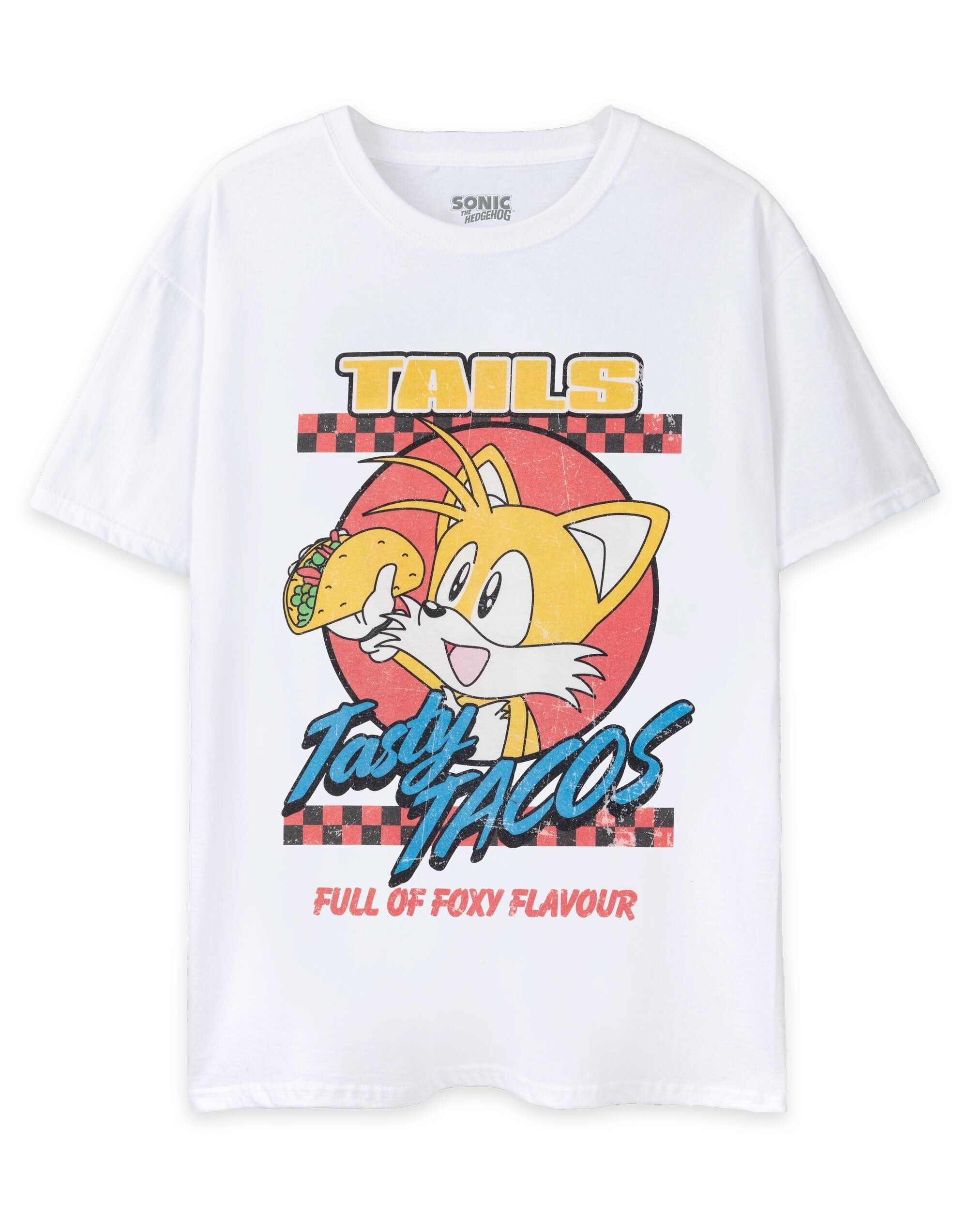 Camiseta unisex blanca de manga corta de Sonic the Hedgehog con deliciosos tacos
