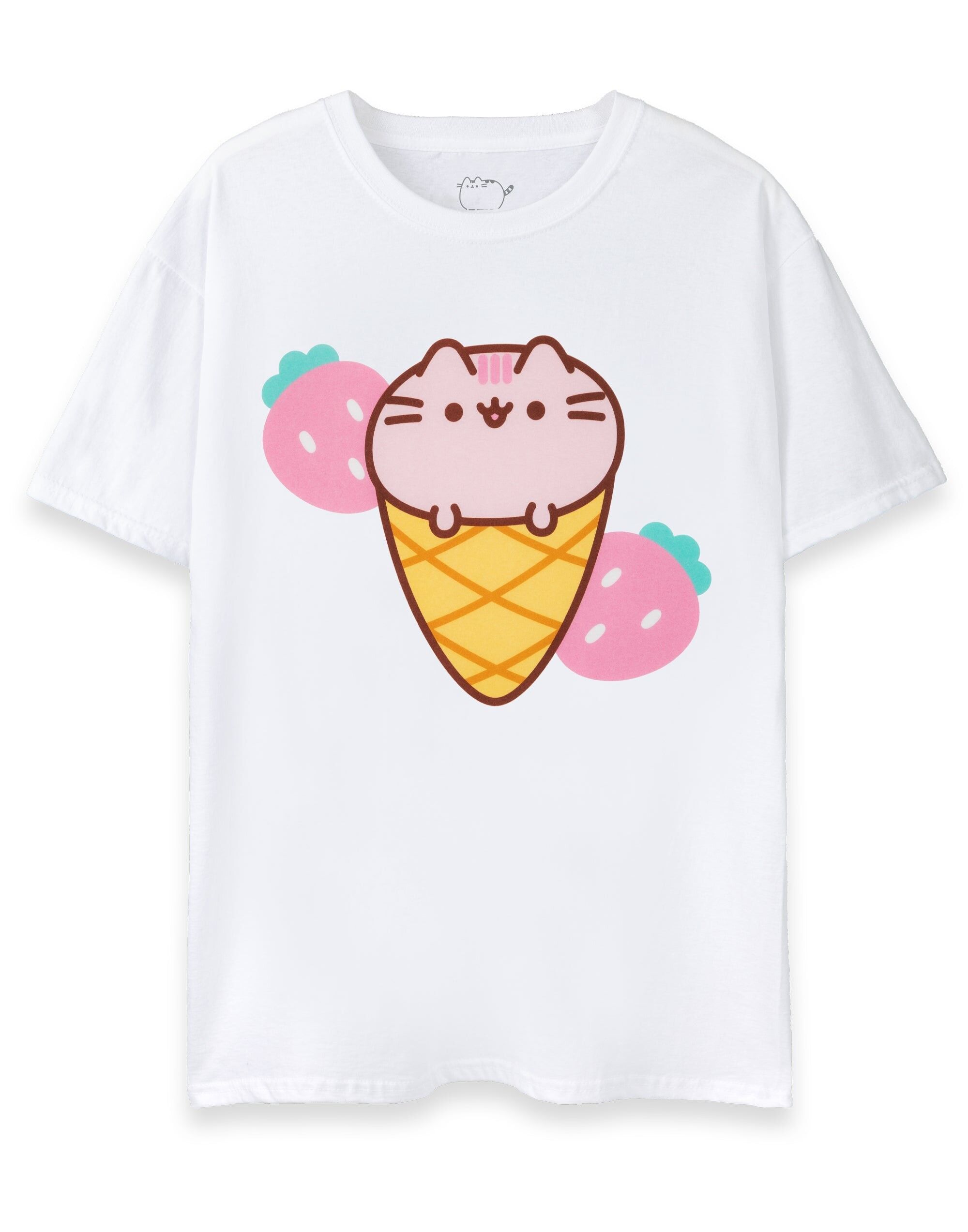Camiseta Pusheen de manga corta con helado blanco para mujer