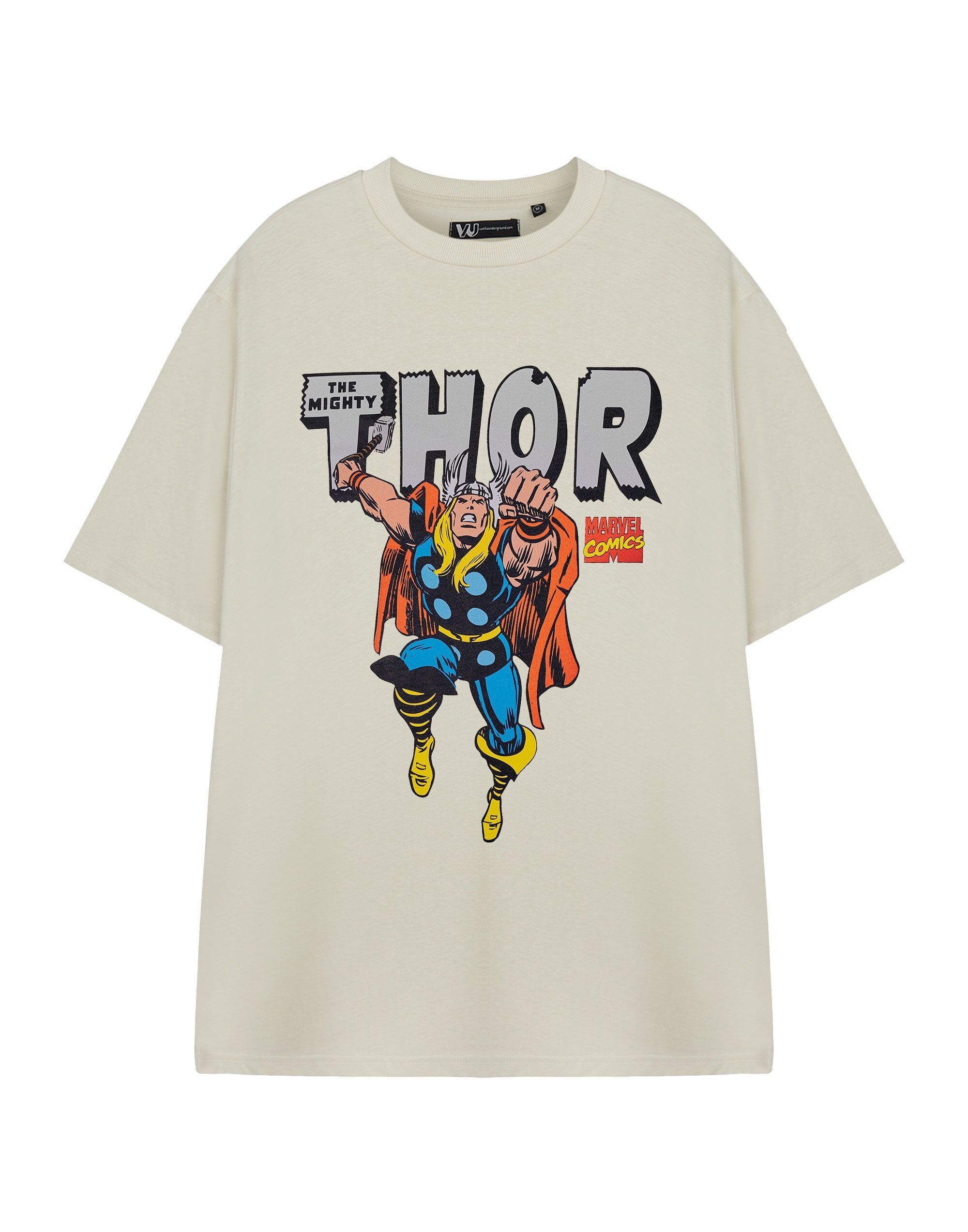 T-shirt à manches courtes beige Marvel pour homme, motif Thor puissant