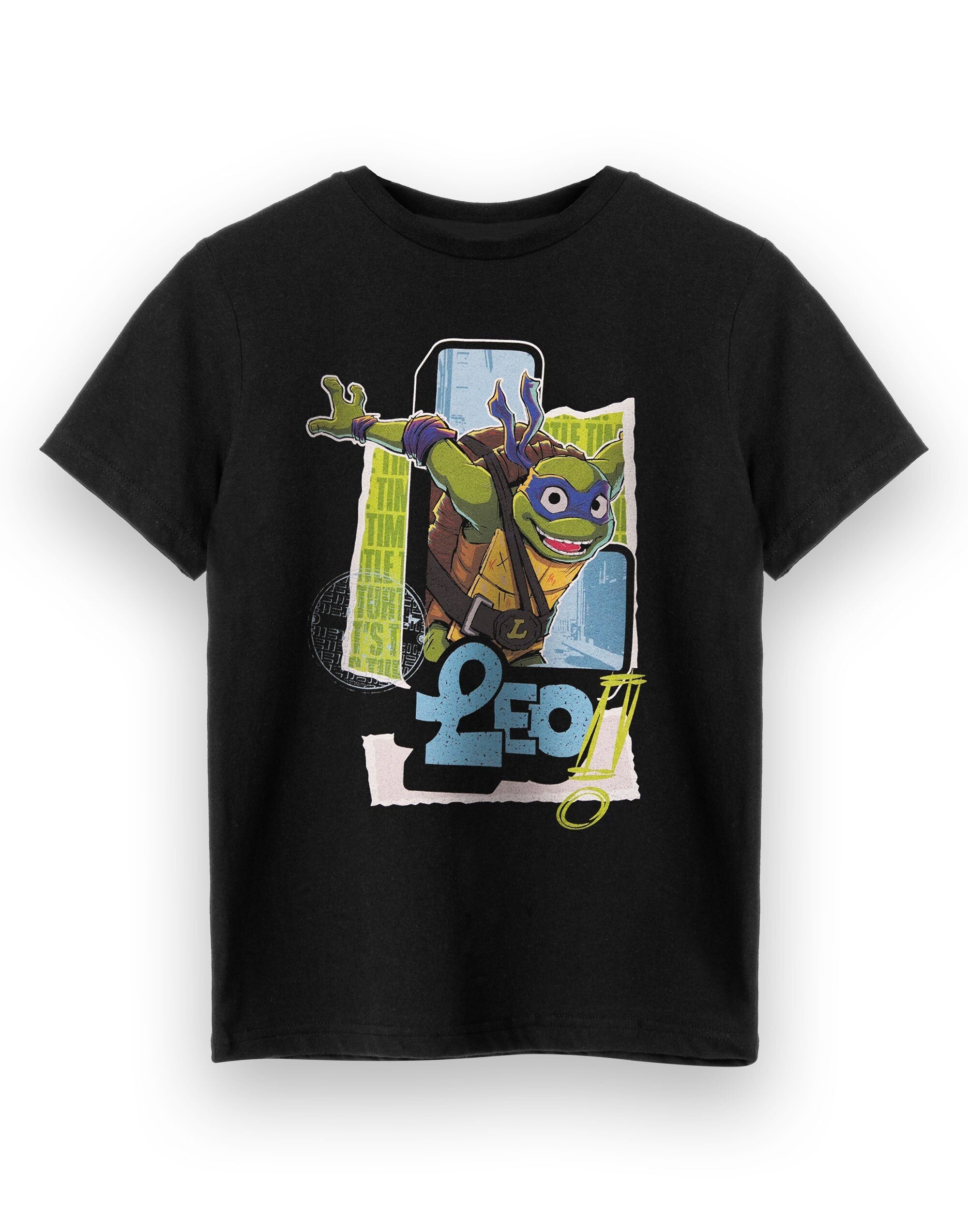 Camiseta de manga corta negra de las Tortugas Ninja para niño