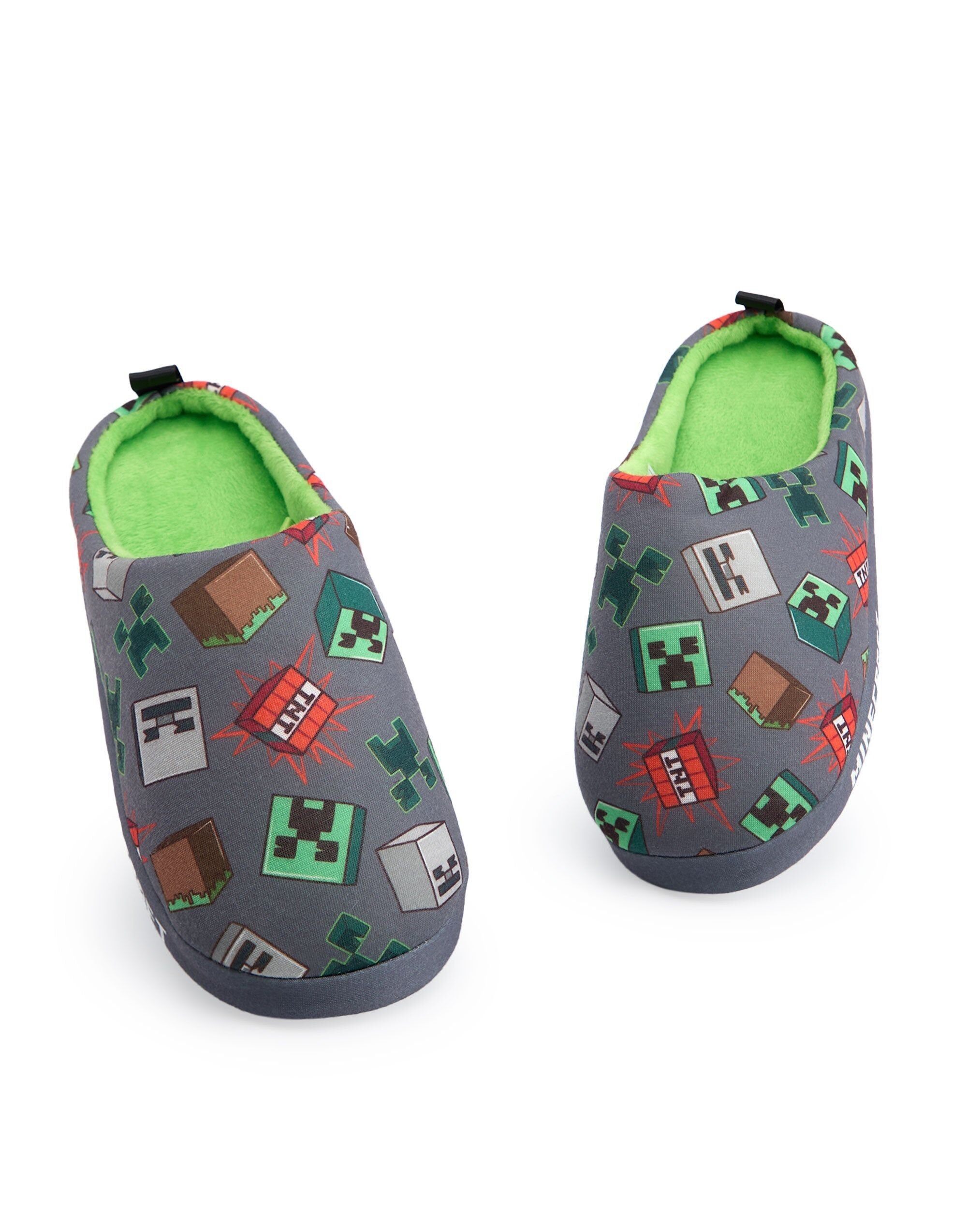 Zapatillas tipo mocasín con personajes grises de Minecraft para niño