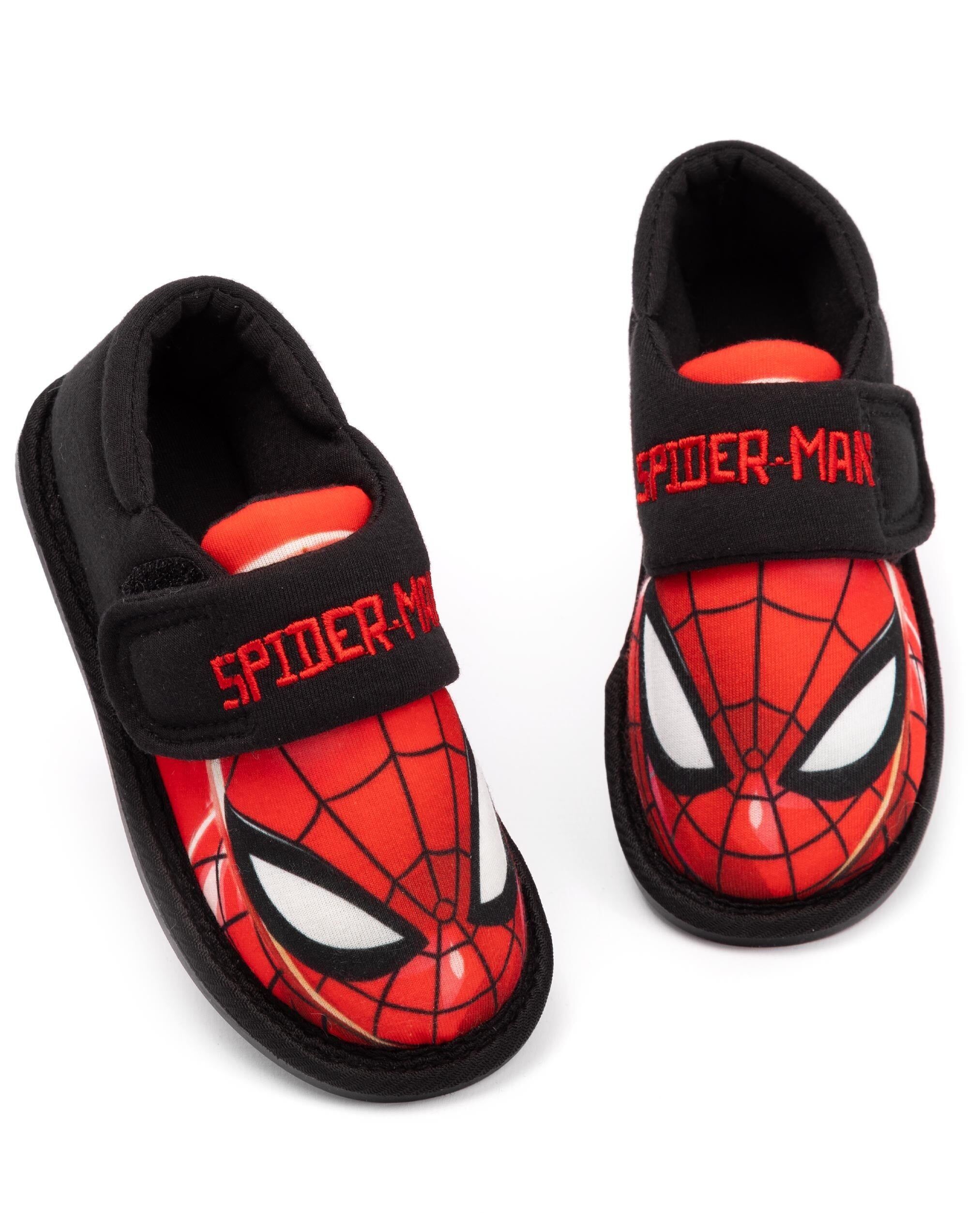 Pantuflas tipo mocasín con velcro de Spider-Man para niño de Marvel, color negro