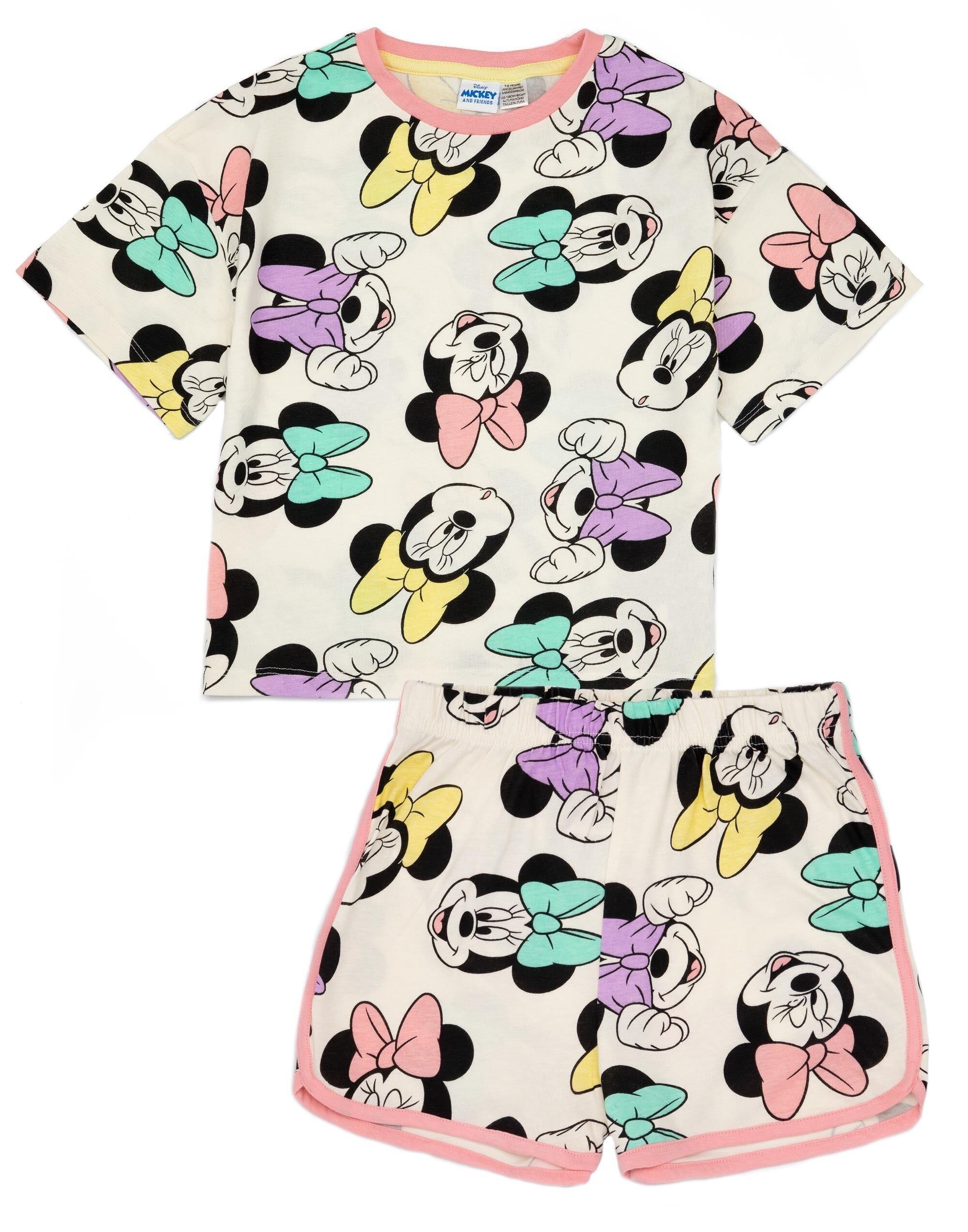 Pijama de manga corta y pierna corta con estampado multicolor de Minnie Mouse para niñas de Disney
