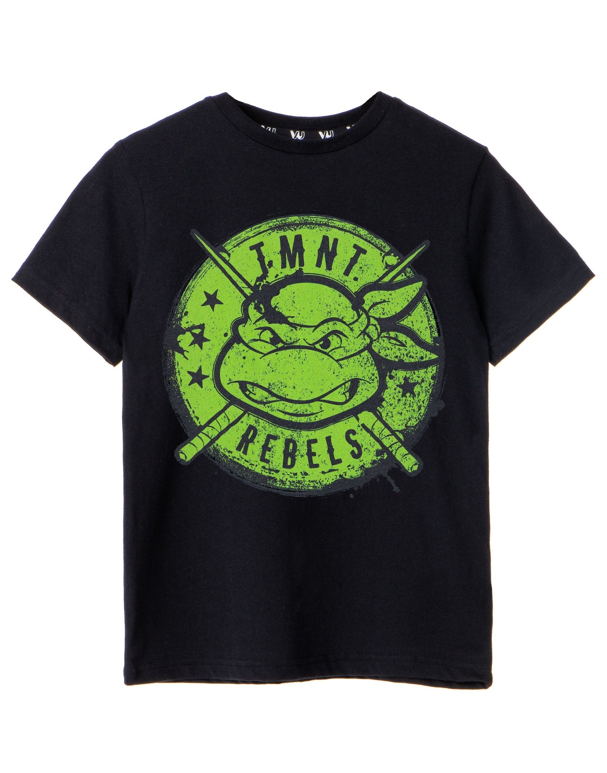 Camiseta de manga corta para niño de las Tortugas Ninja Mutantes Adolescentes (Negro)