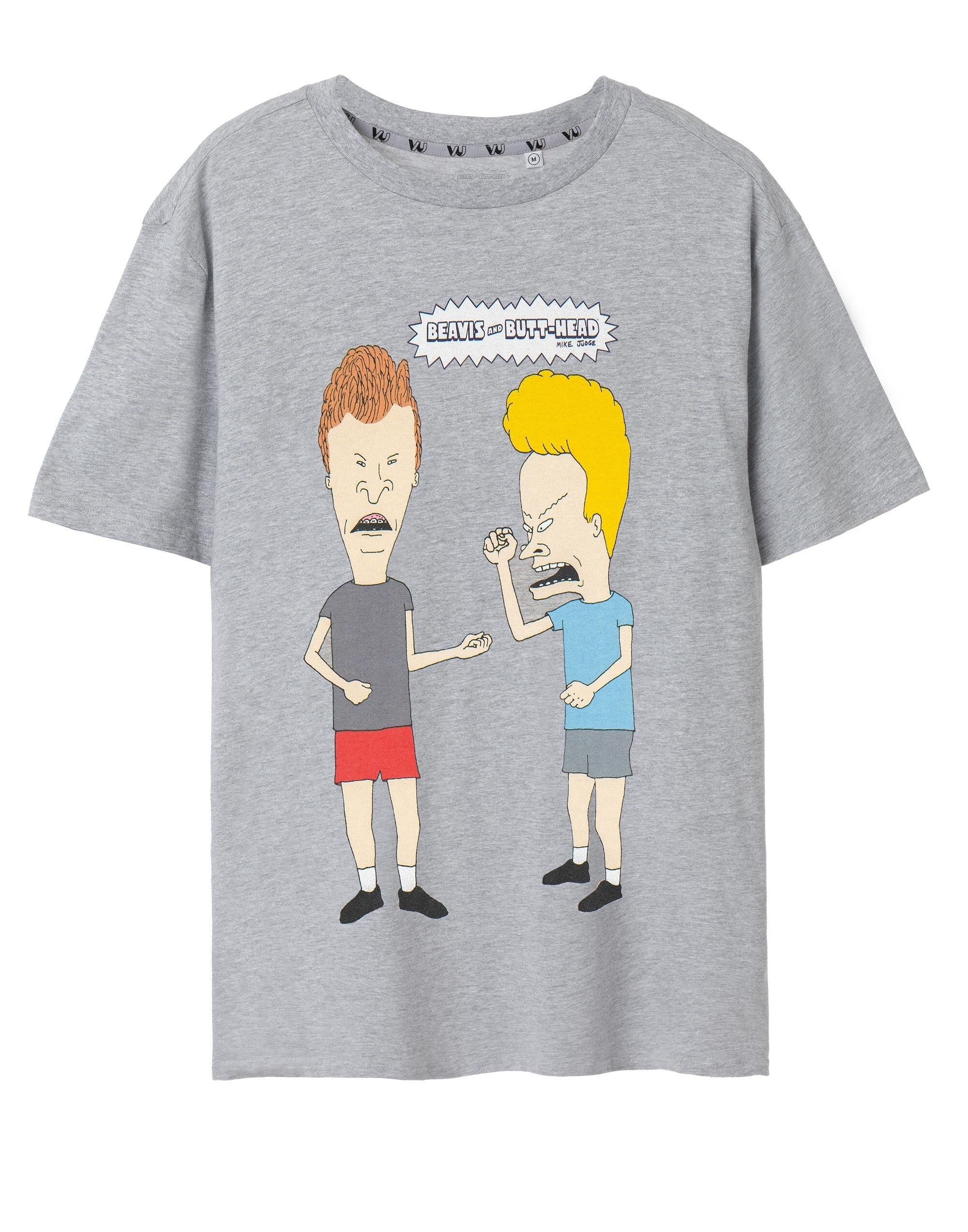 Camiseta de manga corta clásica gris de Beavis & Butthead para hombre