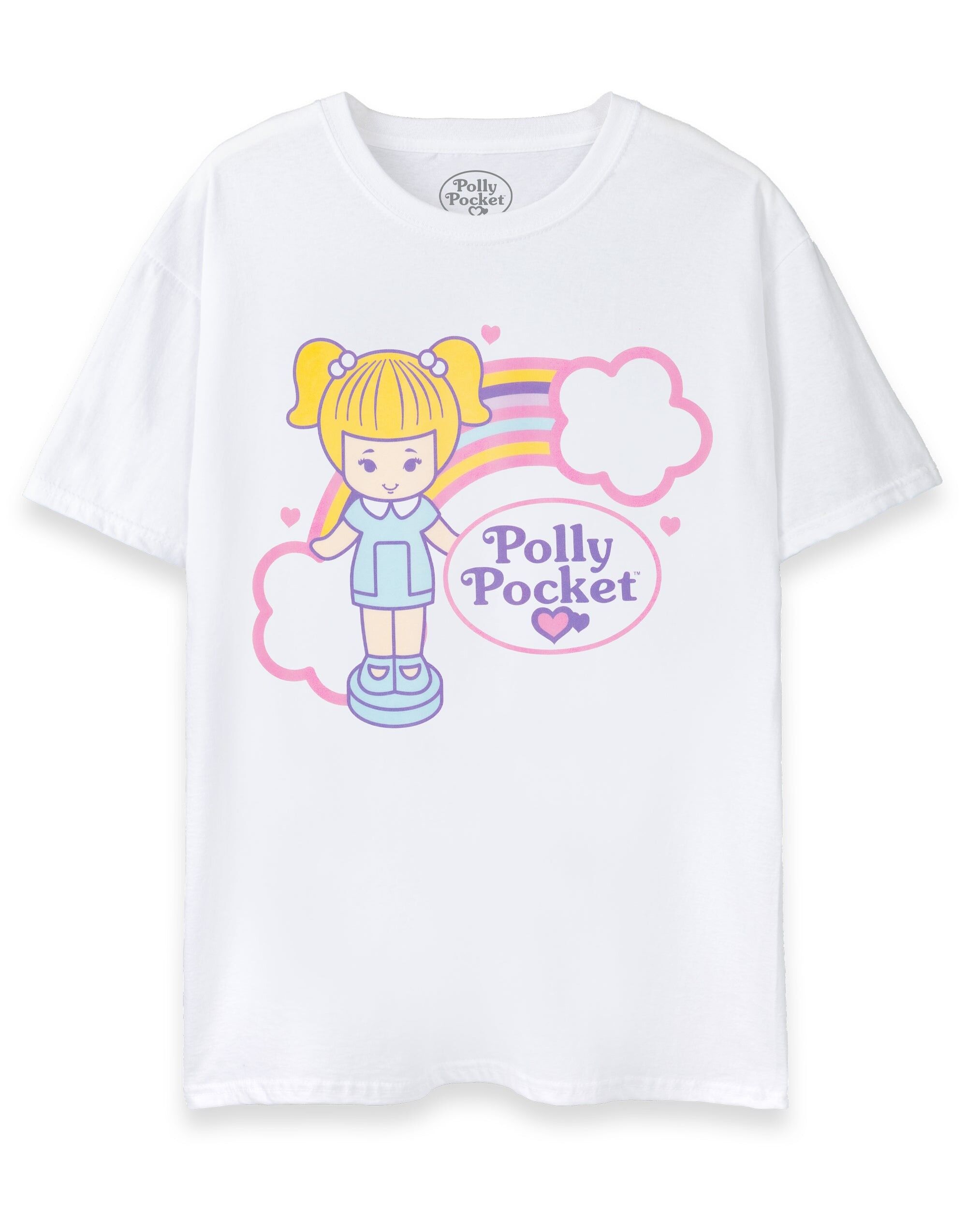Camiseta de manga corta de Polly Pocket para mujer, color blanco