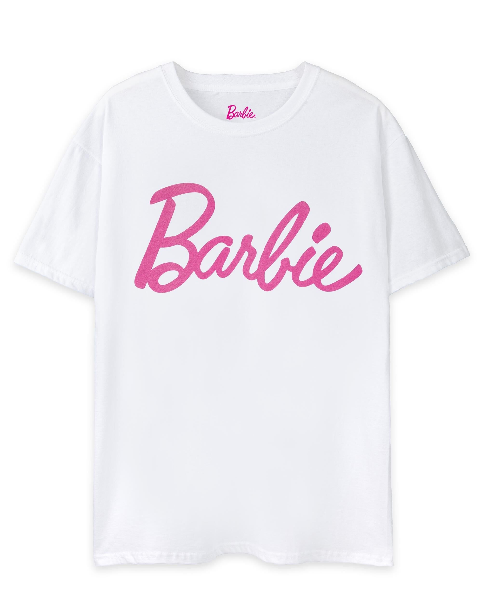 T-shirt à manches courtes Barbie blanc à logo classique pour femme