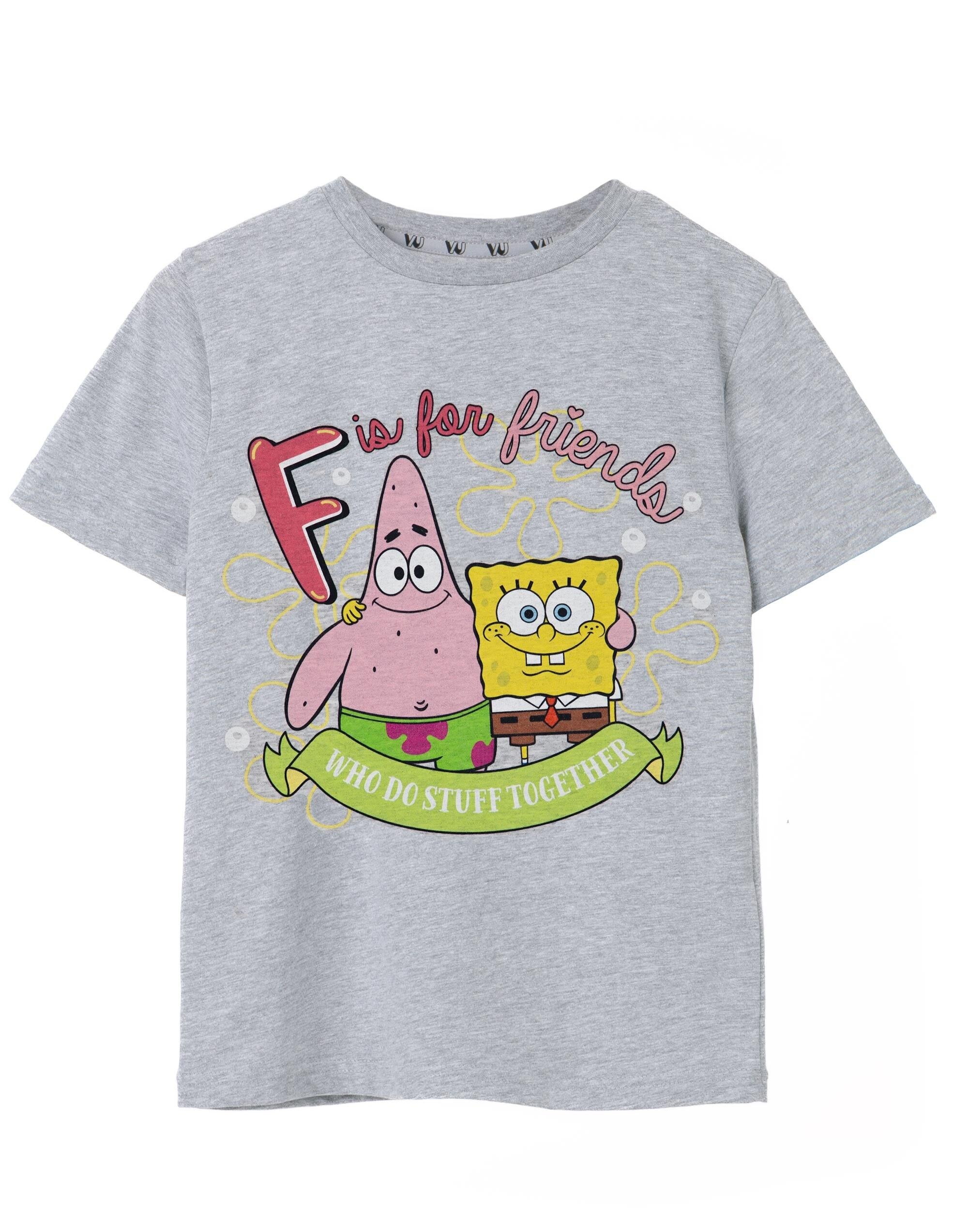 Camiseta gris de manga corta para niña de Bob Esponja "F Is For Friends"