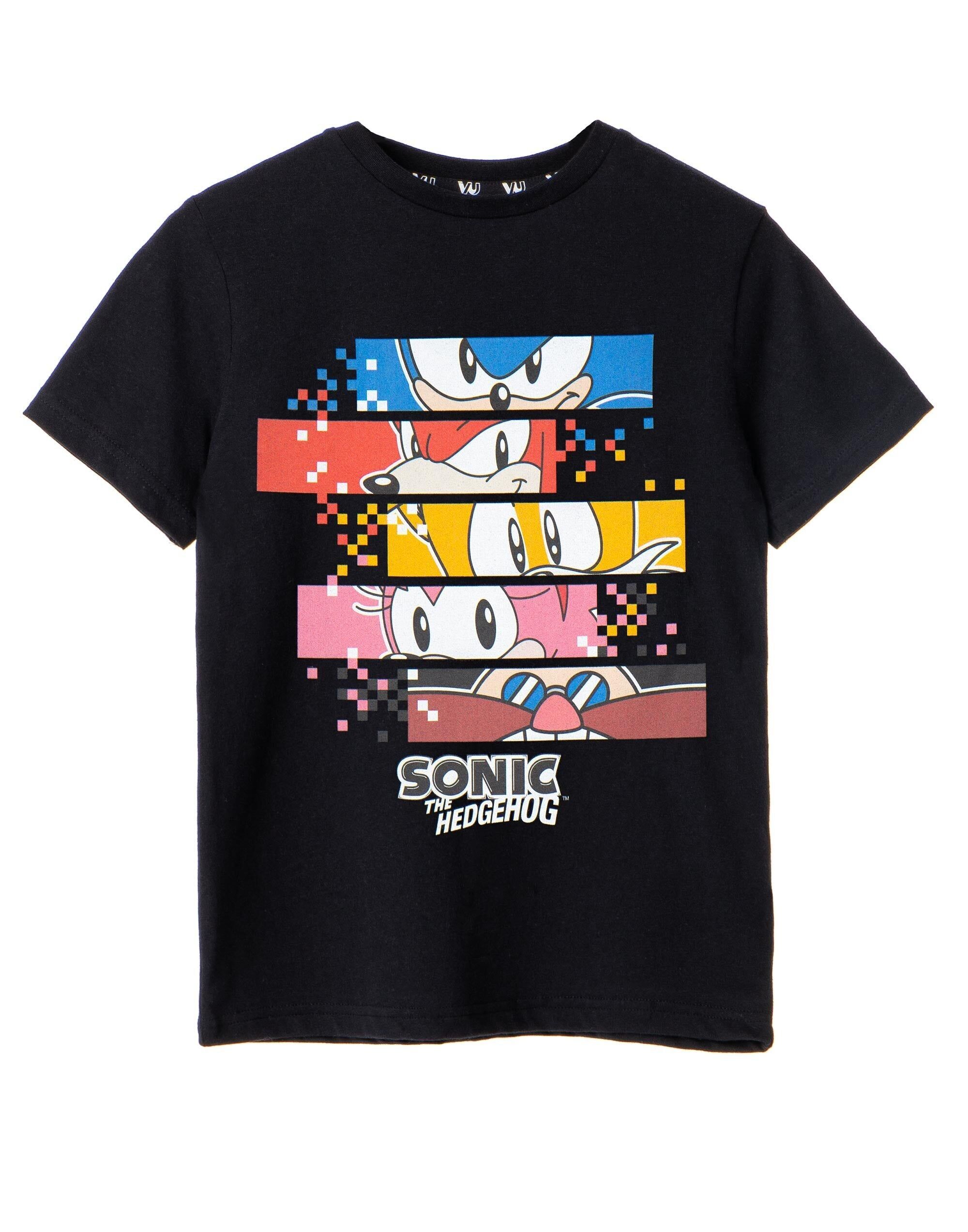 Camiseta de manga corta para niño de Sonic the Hedgehog con píxeles negros