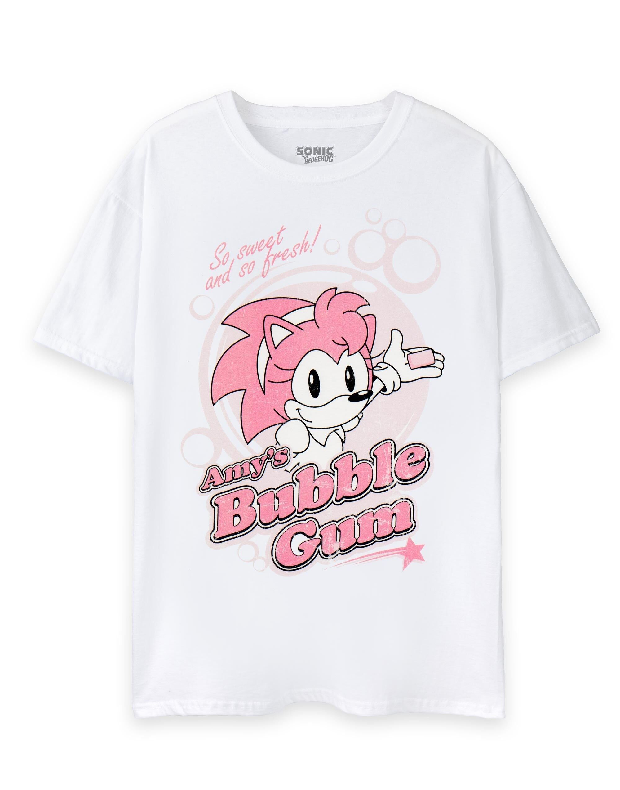 T-shirt à manches courtes Sonic le Hérisson pour femme, blanc, Amy's Bubblegum