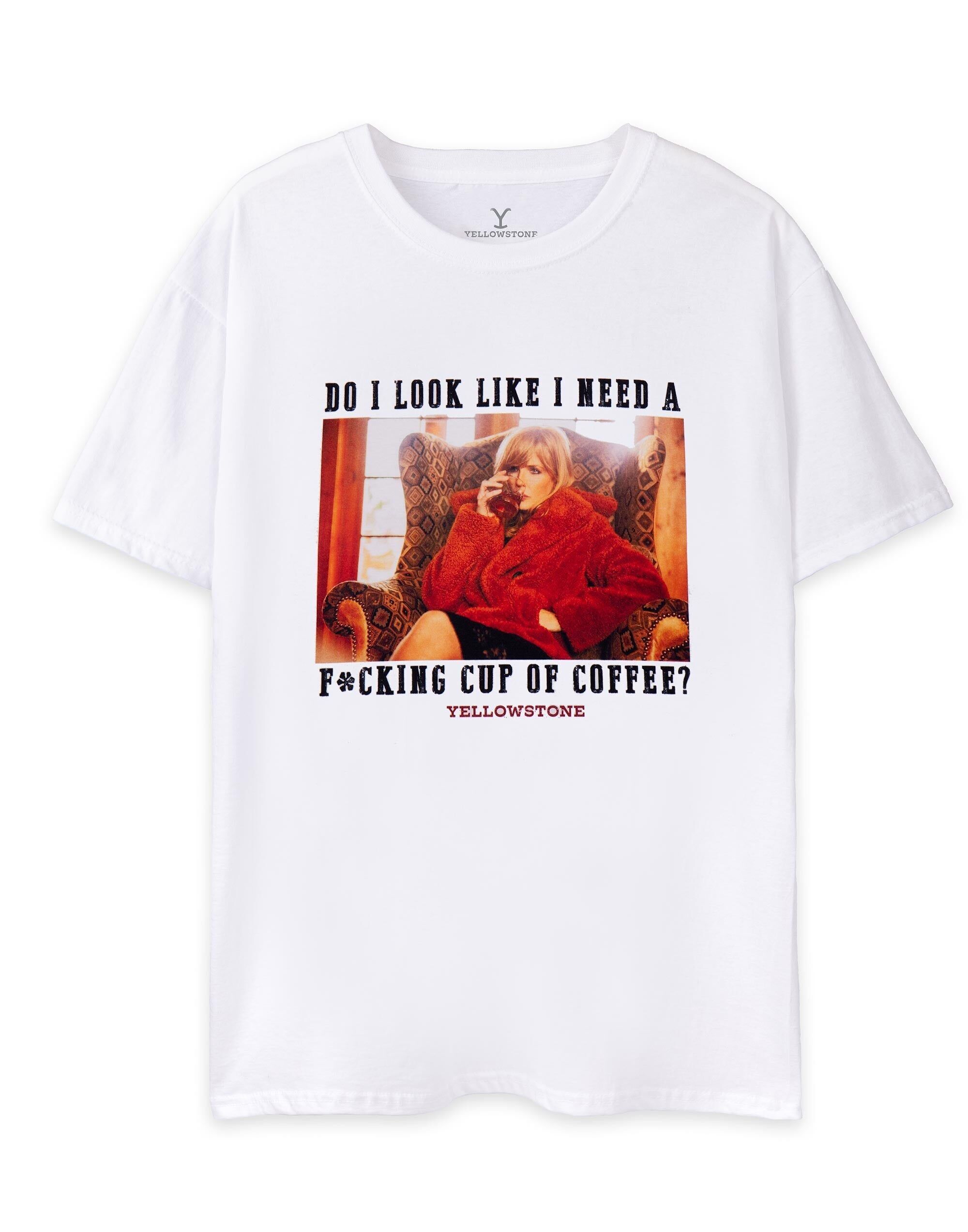 Camiseta de manga corta Beth Dutton Coffee para mujer de Yellowstone, color blanco