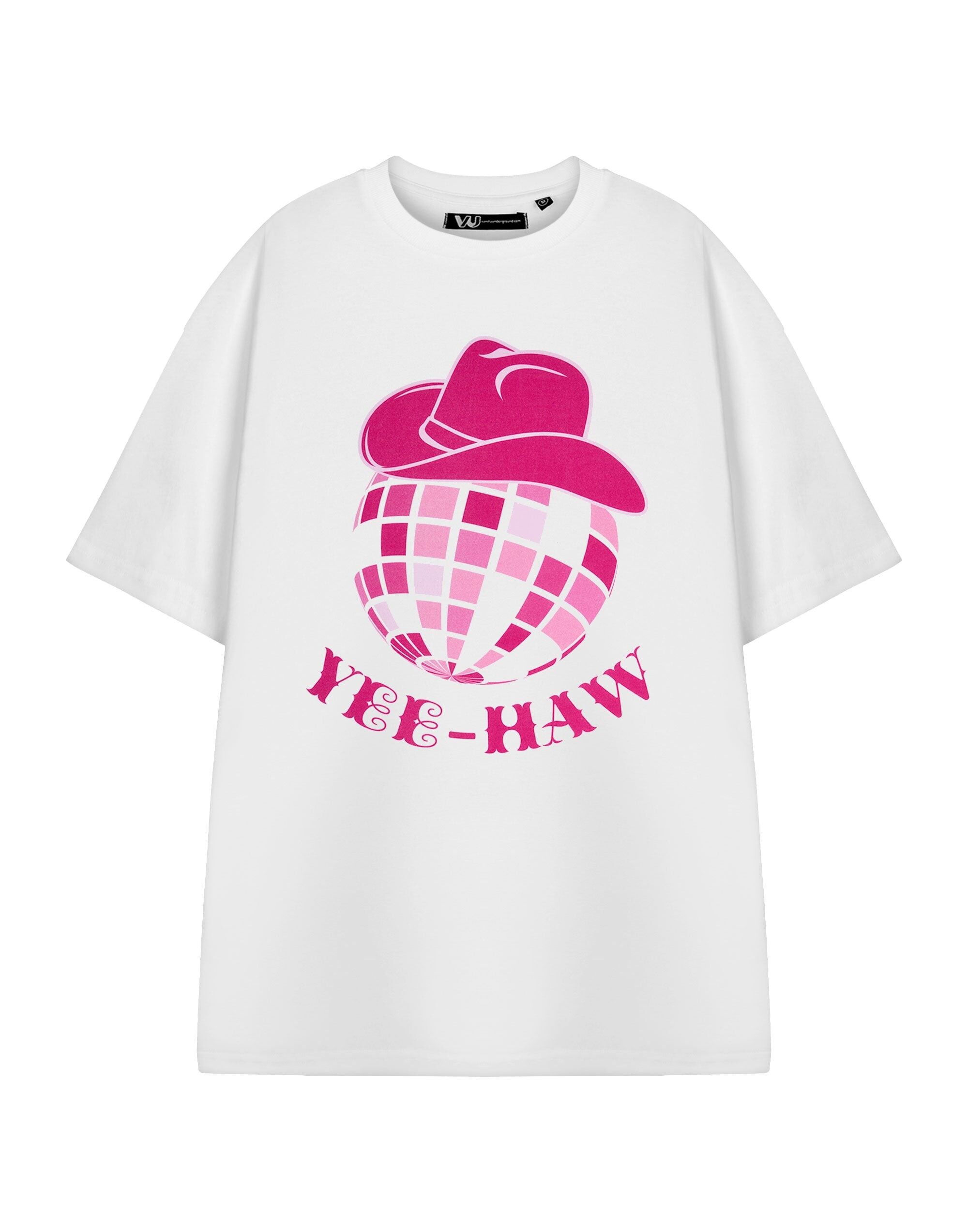Camiseta blanca de manga corta Yee-Haw para mujer Show Me The Merch