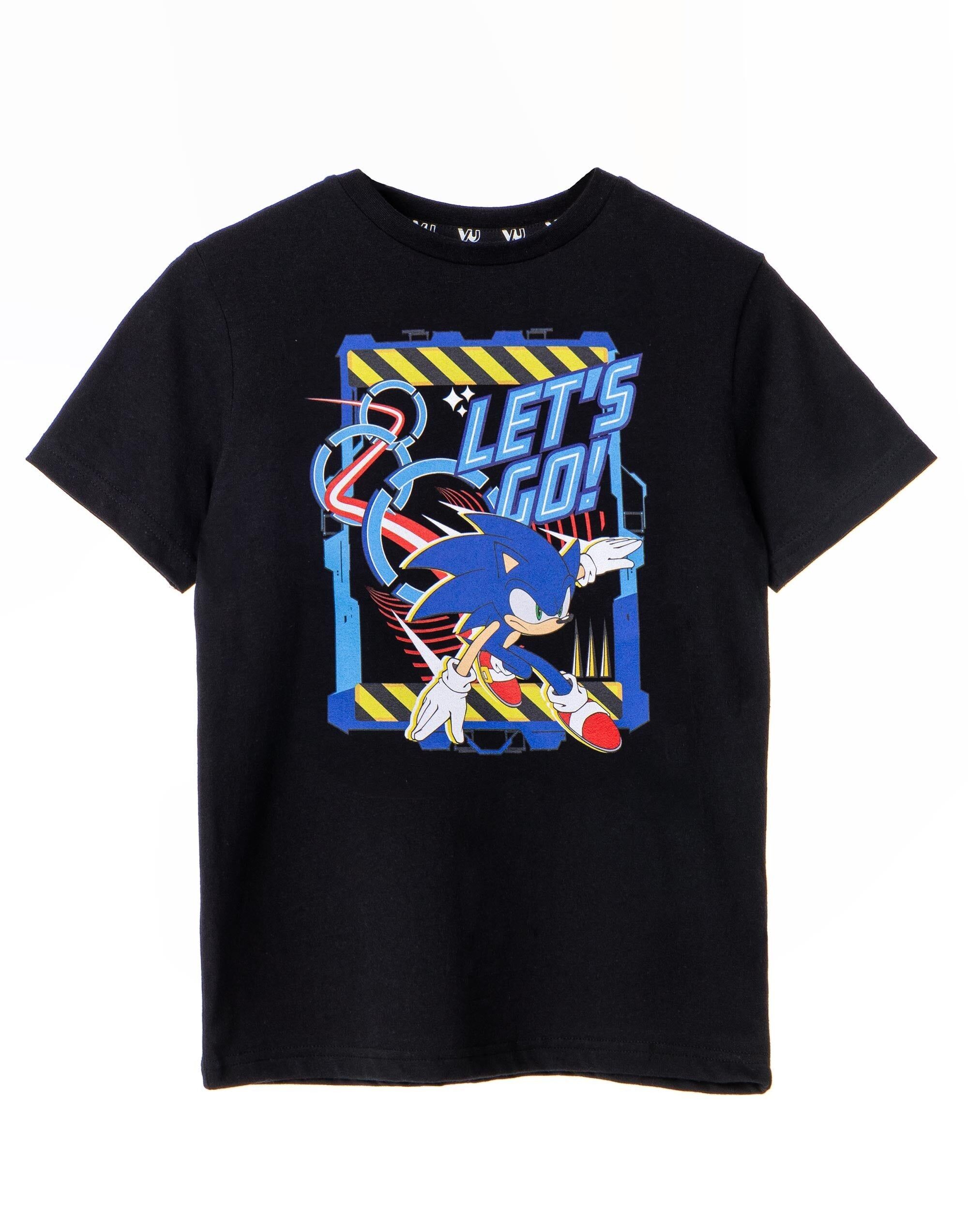 Camiseta de manga corta negra "Let's Go" de Sonic the Hedgehog para niño