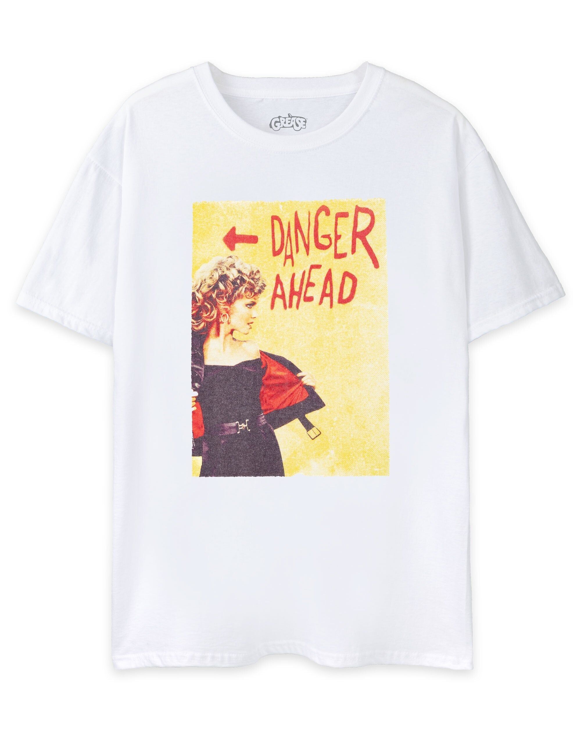 Camiseta de manga corta Grease para mujer, color blanco, Danger Ahead