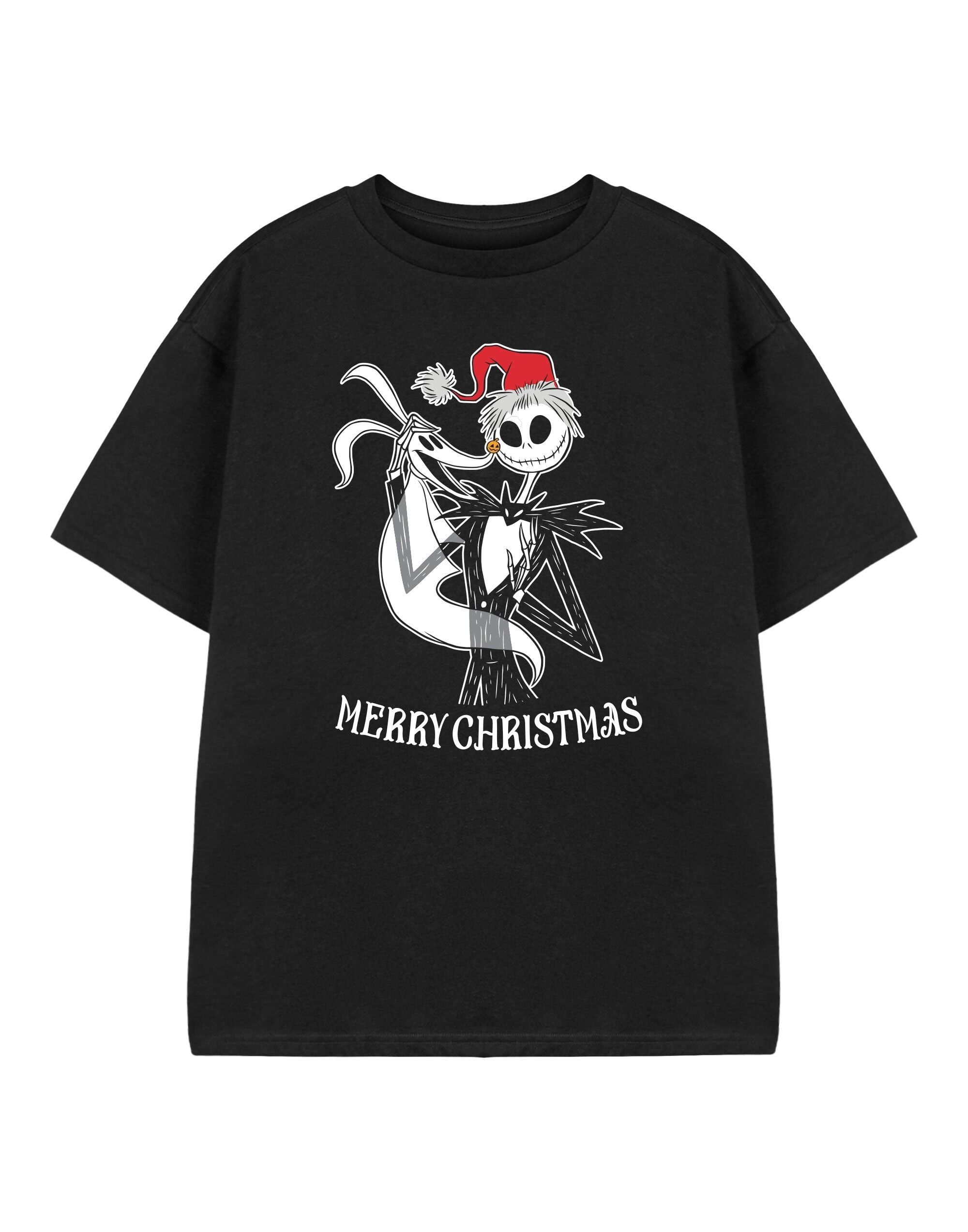 Camiseta unisex infantil de Disney de manga corta negra "Feliz Navidad"