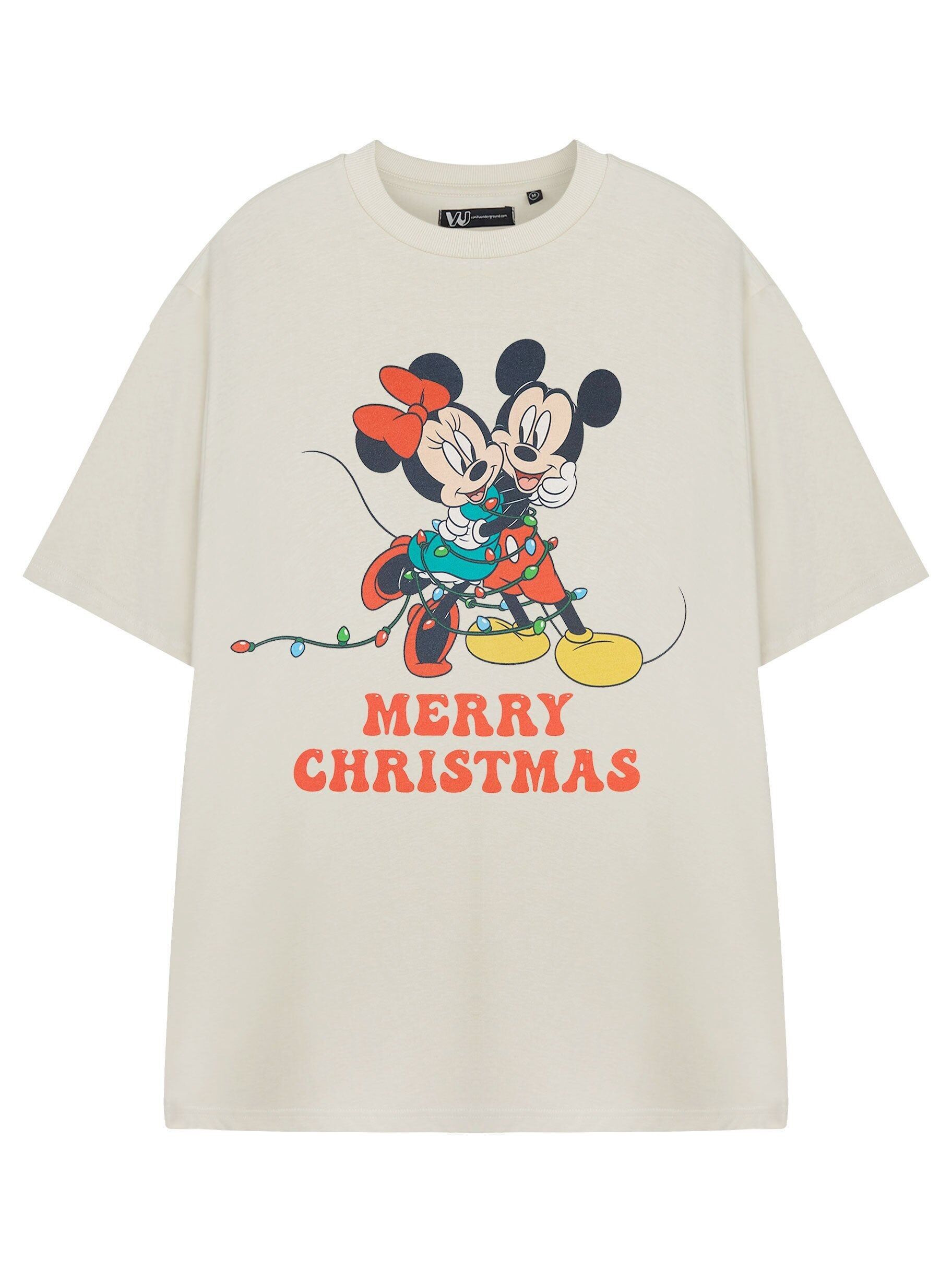 Camiseta de manga corta Disney beige con lazo para mujer