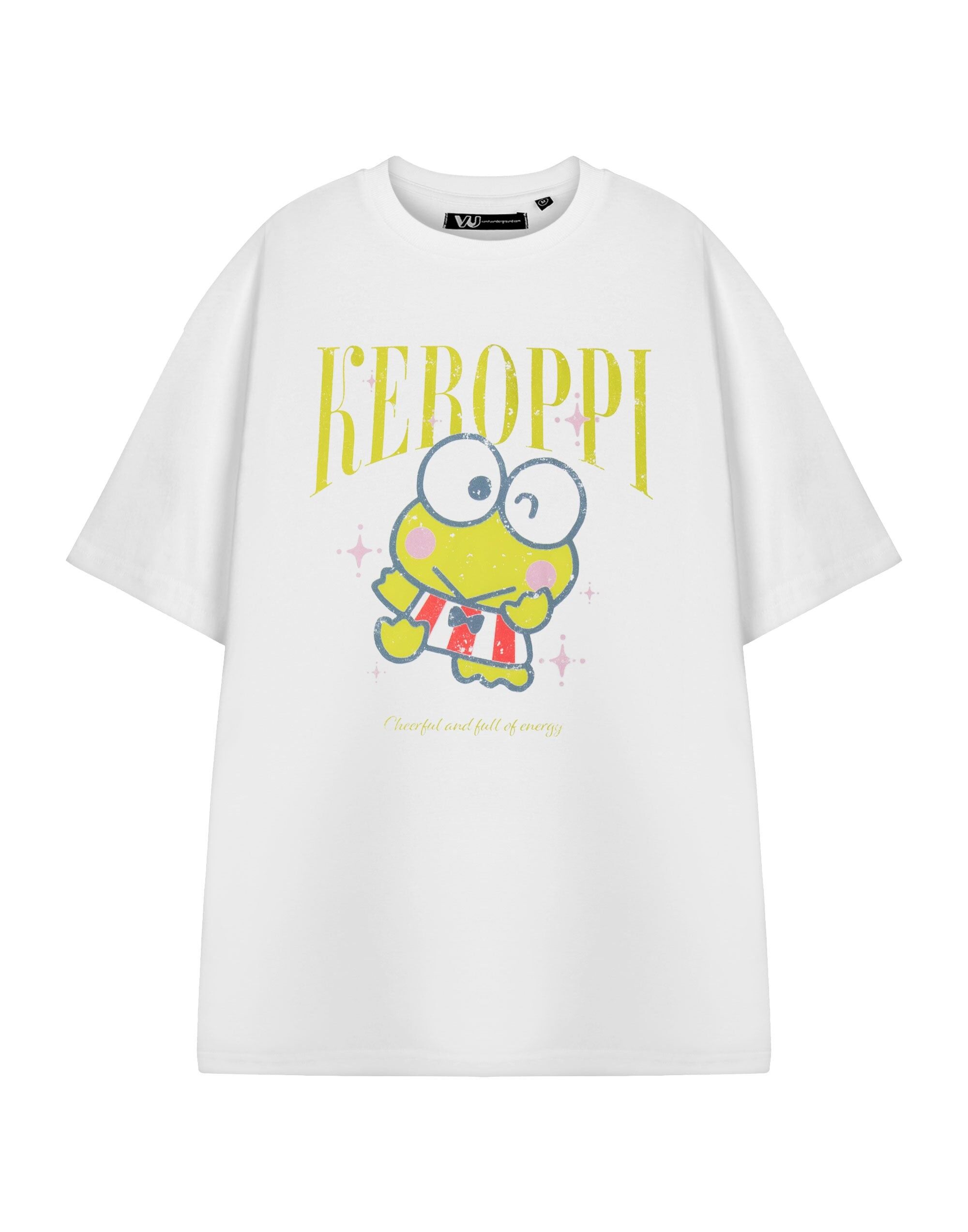 T-shirt à manches courtes Hello Kitty pour femme, blanc Keroppi