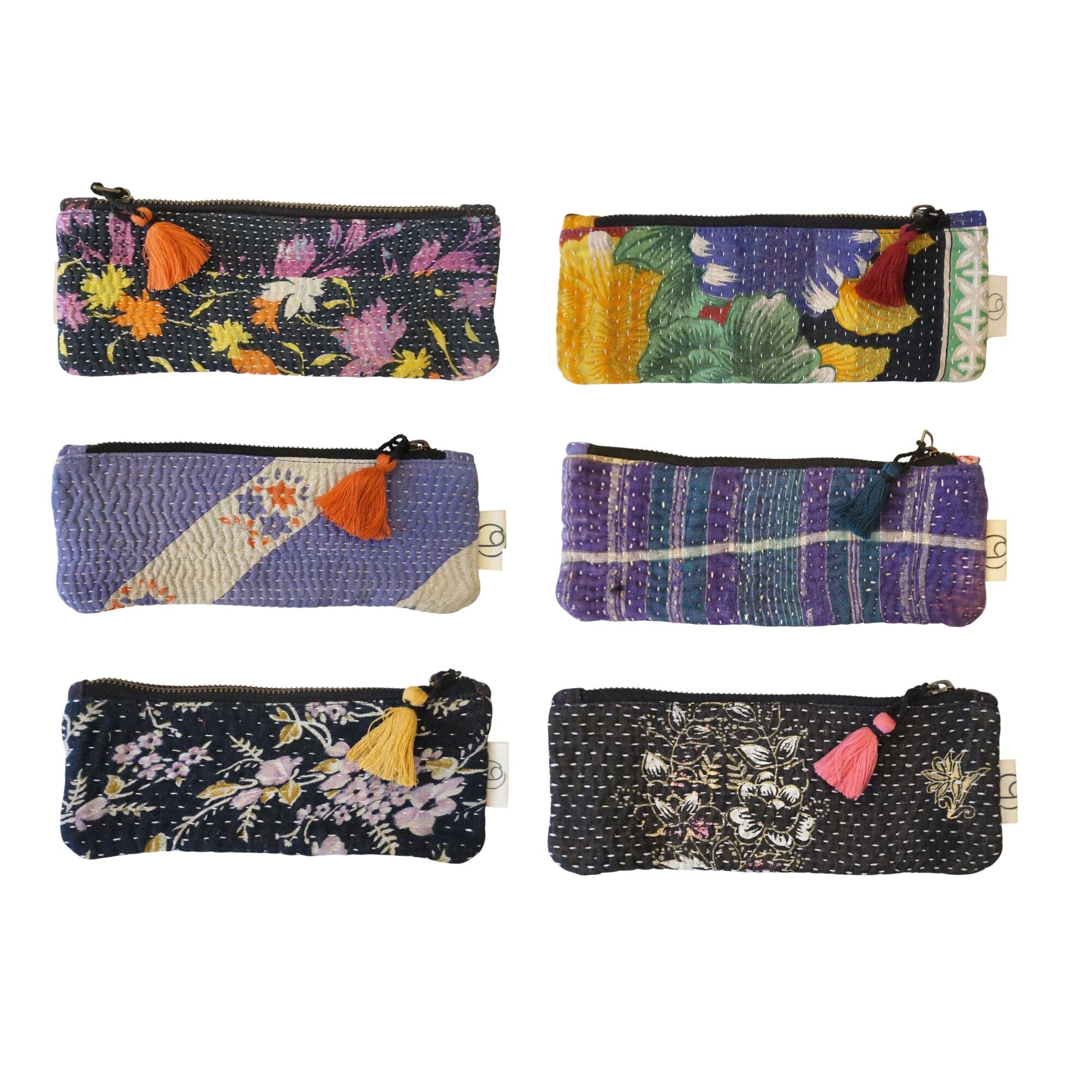 Set mit 6 Federmäppchen in Kantha N°2