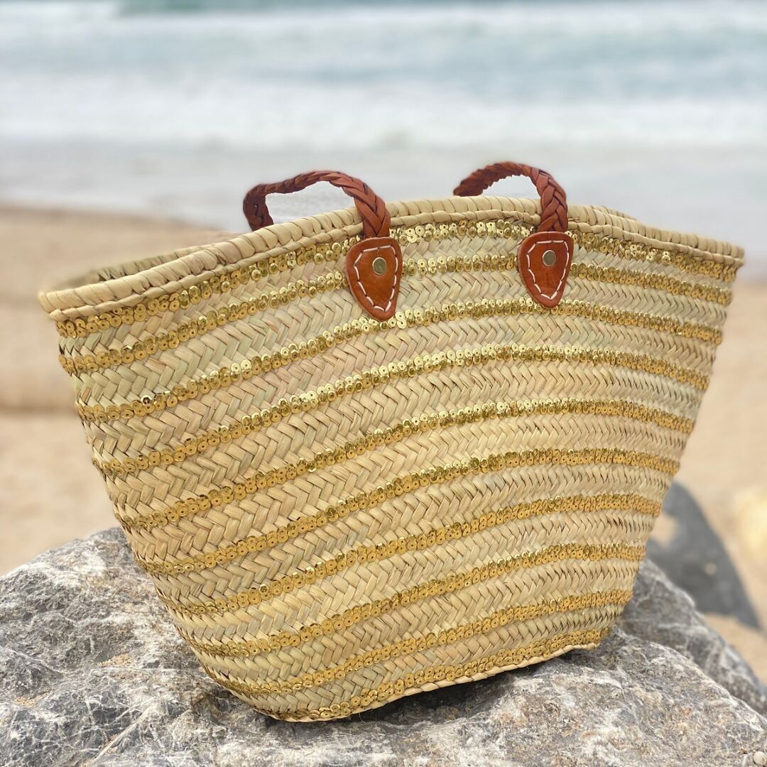 Panier en osier à sequins