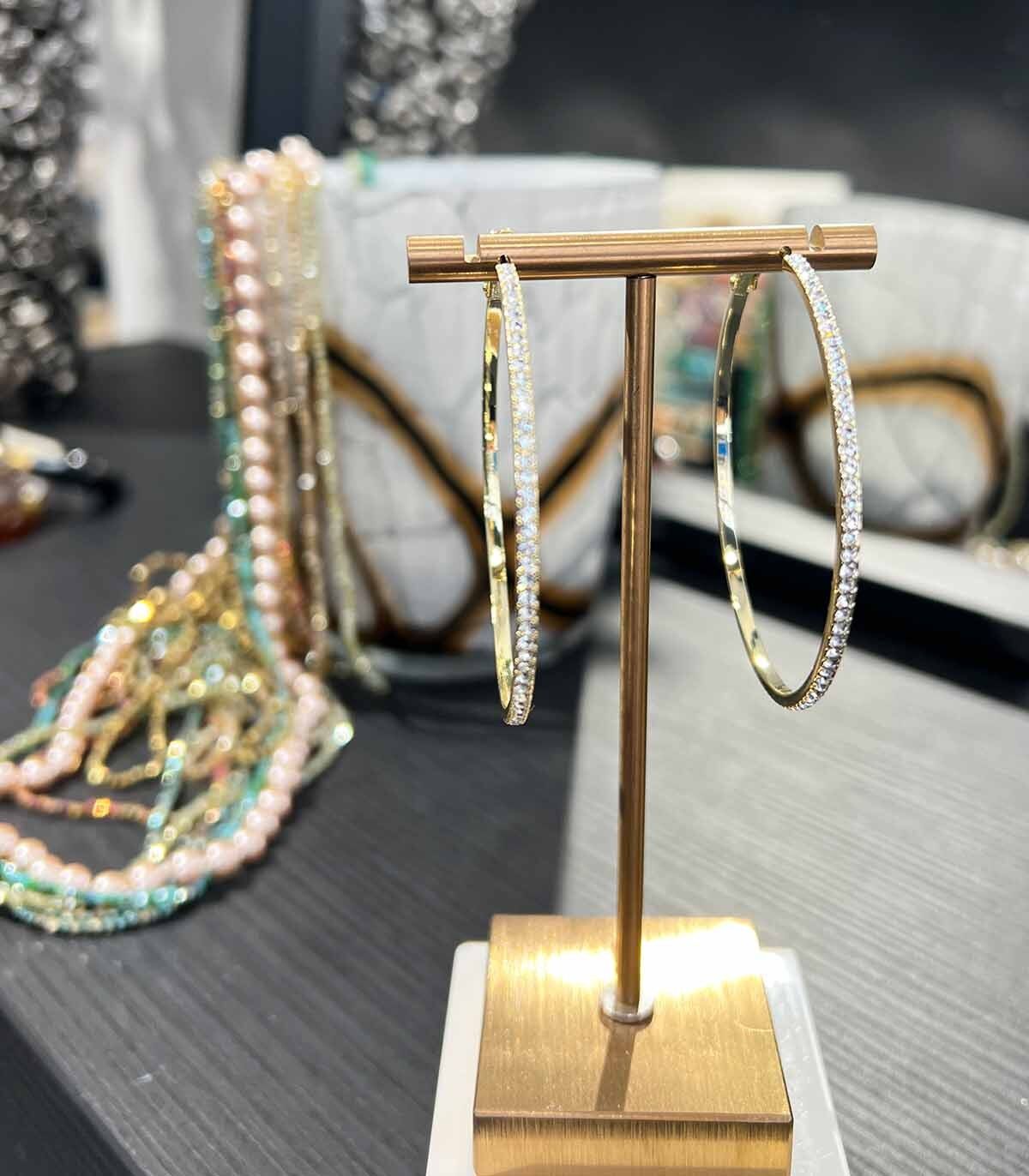 5.5cm Outdoor Zirconia Hoop Earrings - Gold/Silver