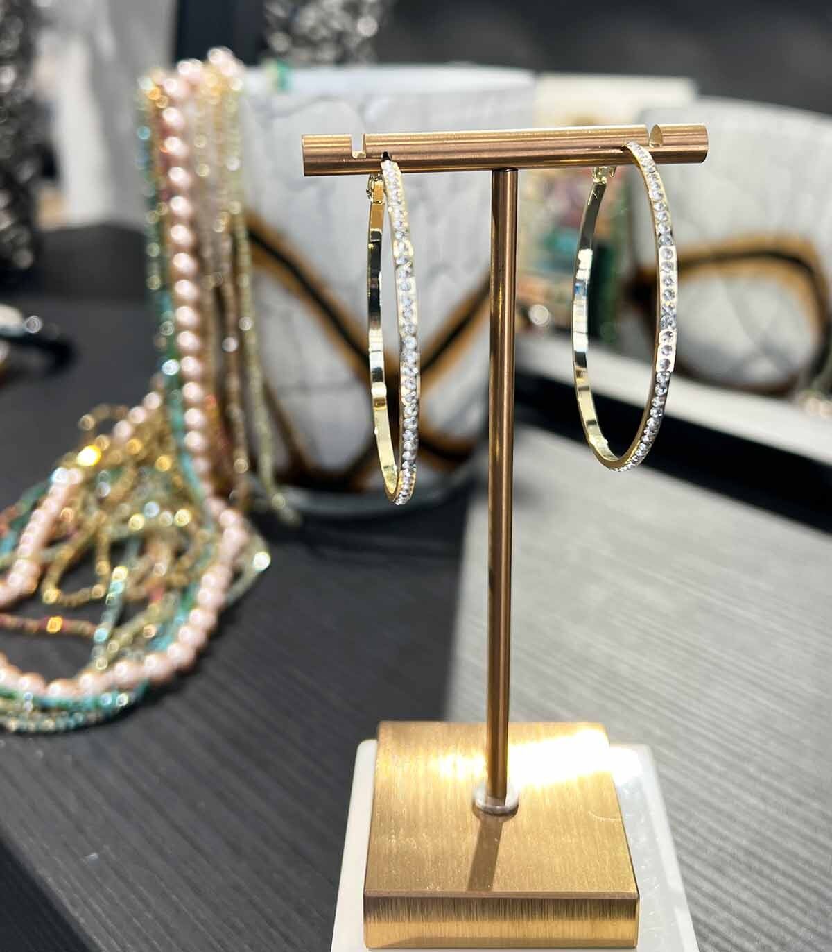 4.8cm Outdoor Zirconia Hoop Earrings - Gold/Silver