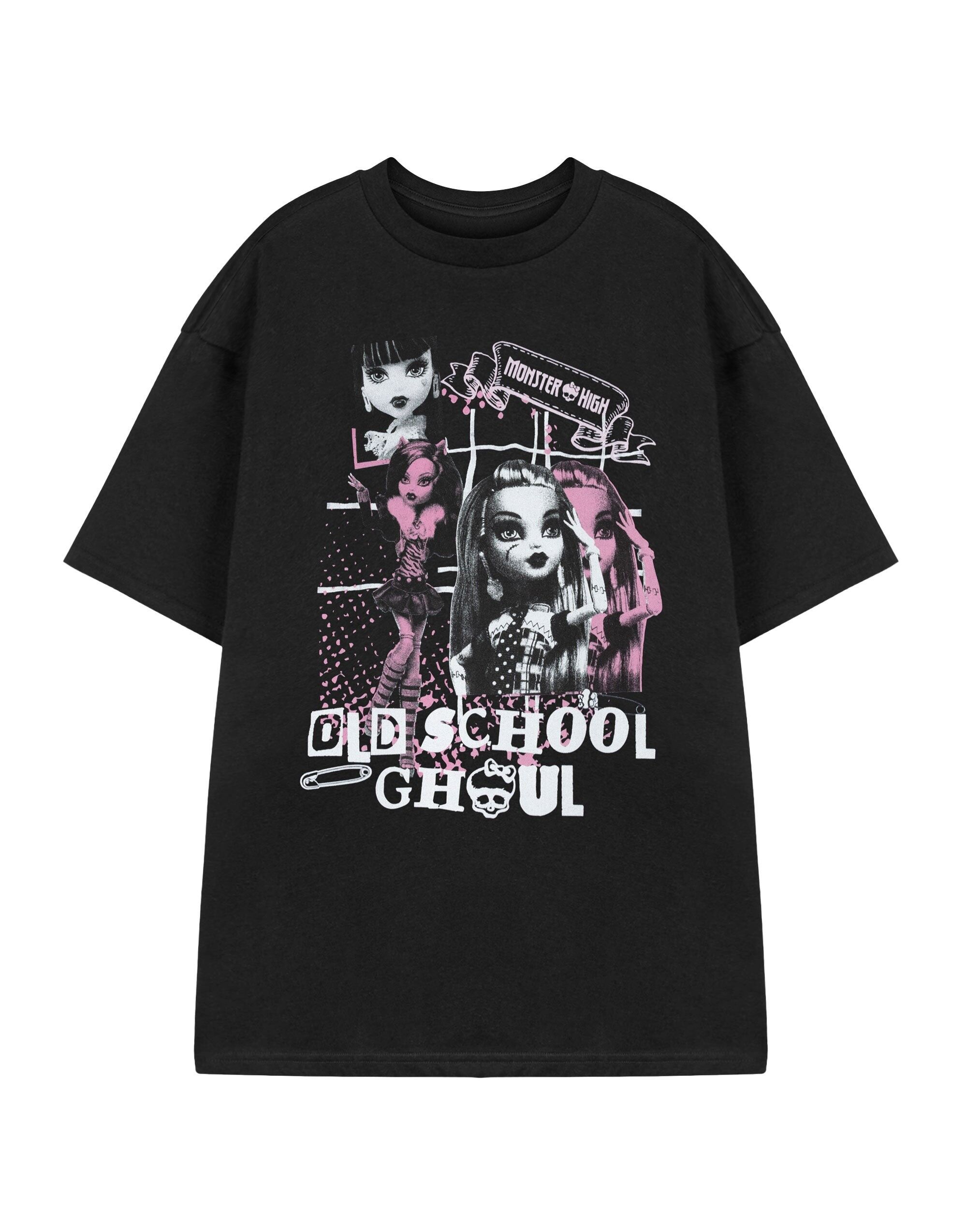 Camiseta negra de manga corta de Monster High para mujer con diseño de Ghoul de la vieja escuela