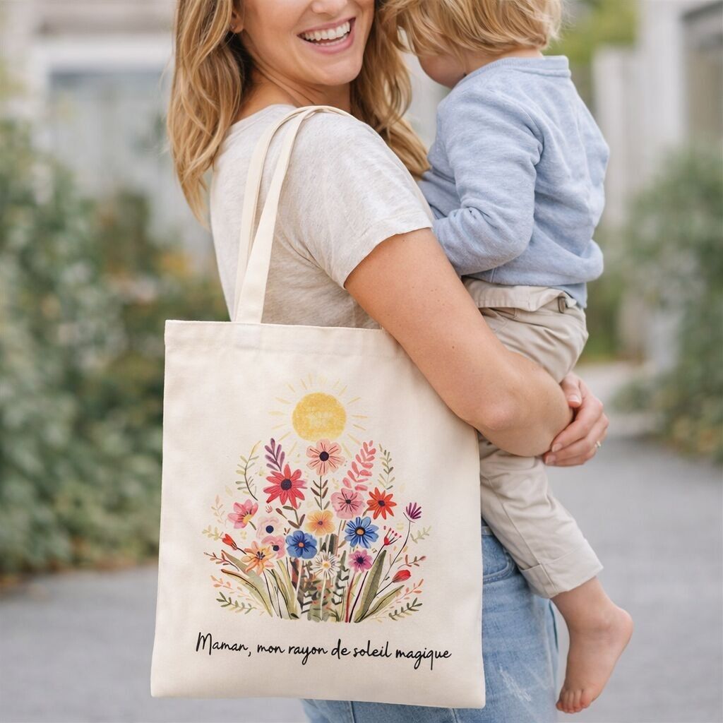 Précommande - Tote Bag Premium Maman mon rayon de soleil - Fête des Mères - Livraison à partir du 01/04/2026