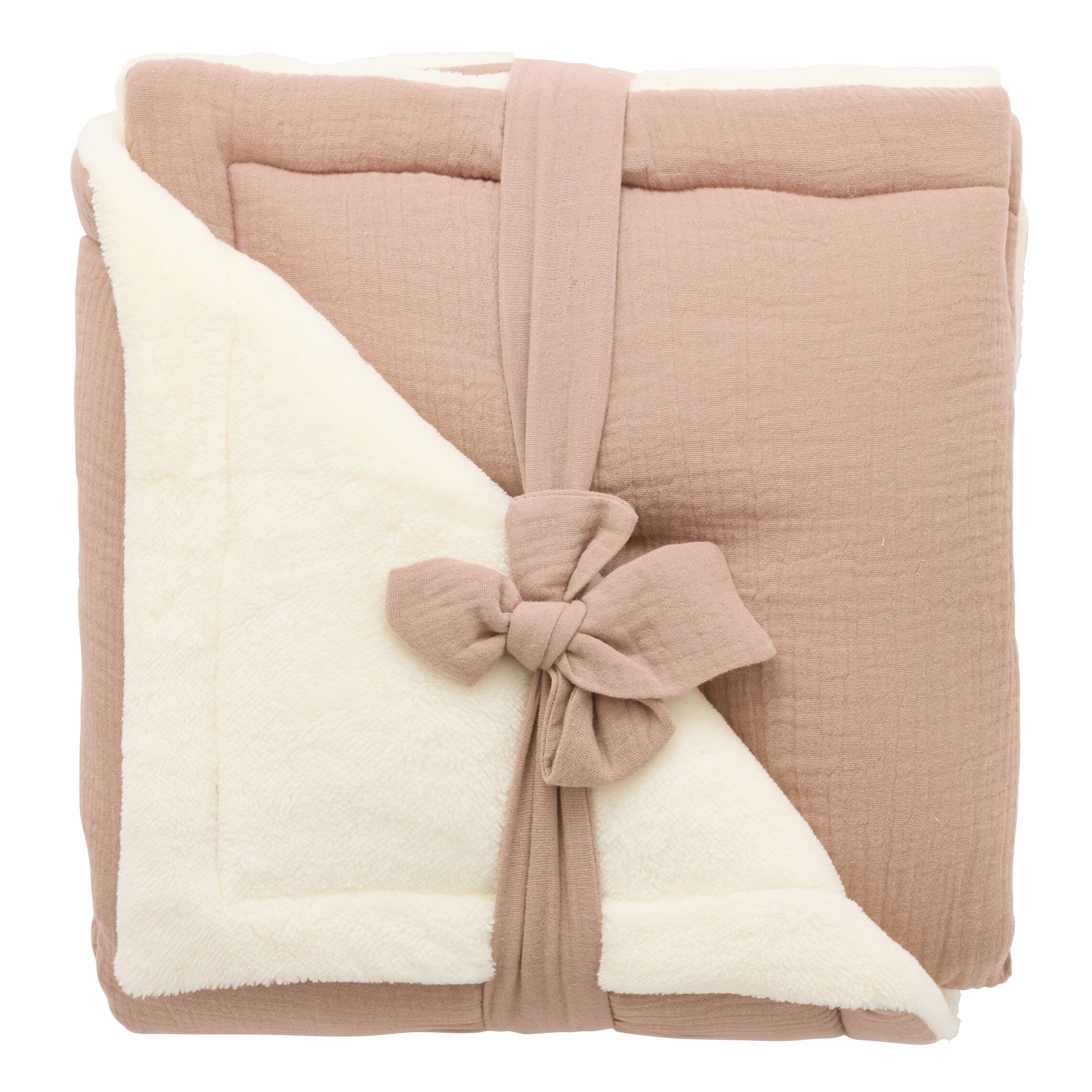 Double gauze and microfiber plush blanket Mix & Match - Mocha