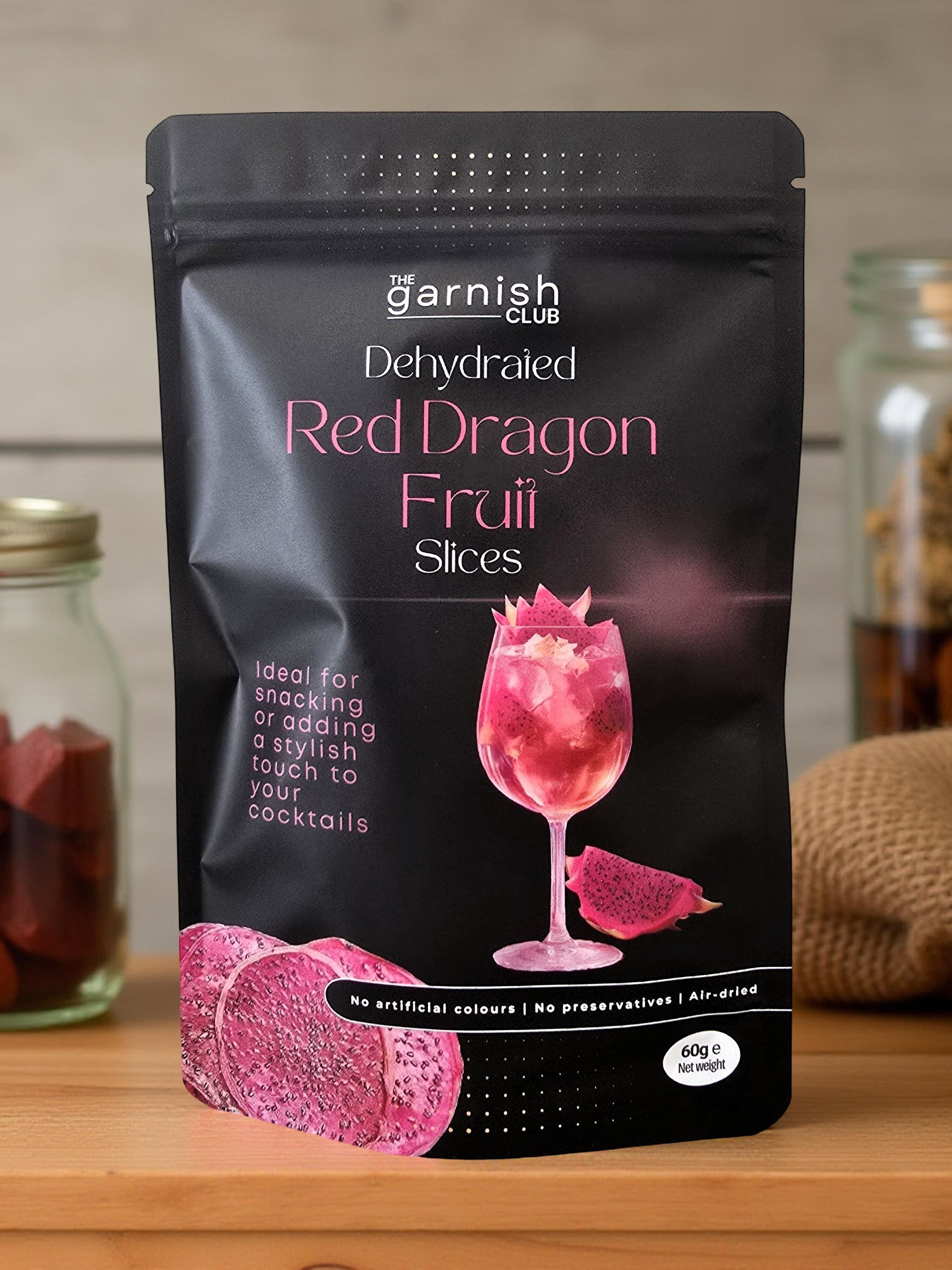 The Garnish Club Premium Dehydrated Red Dragon Fruit Cocktail Garnish Slices