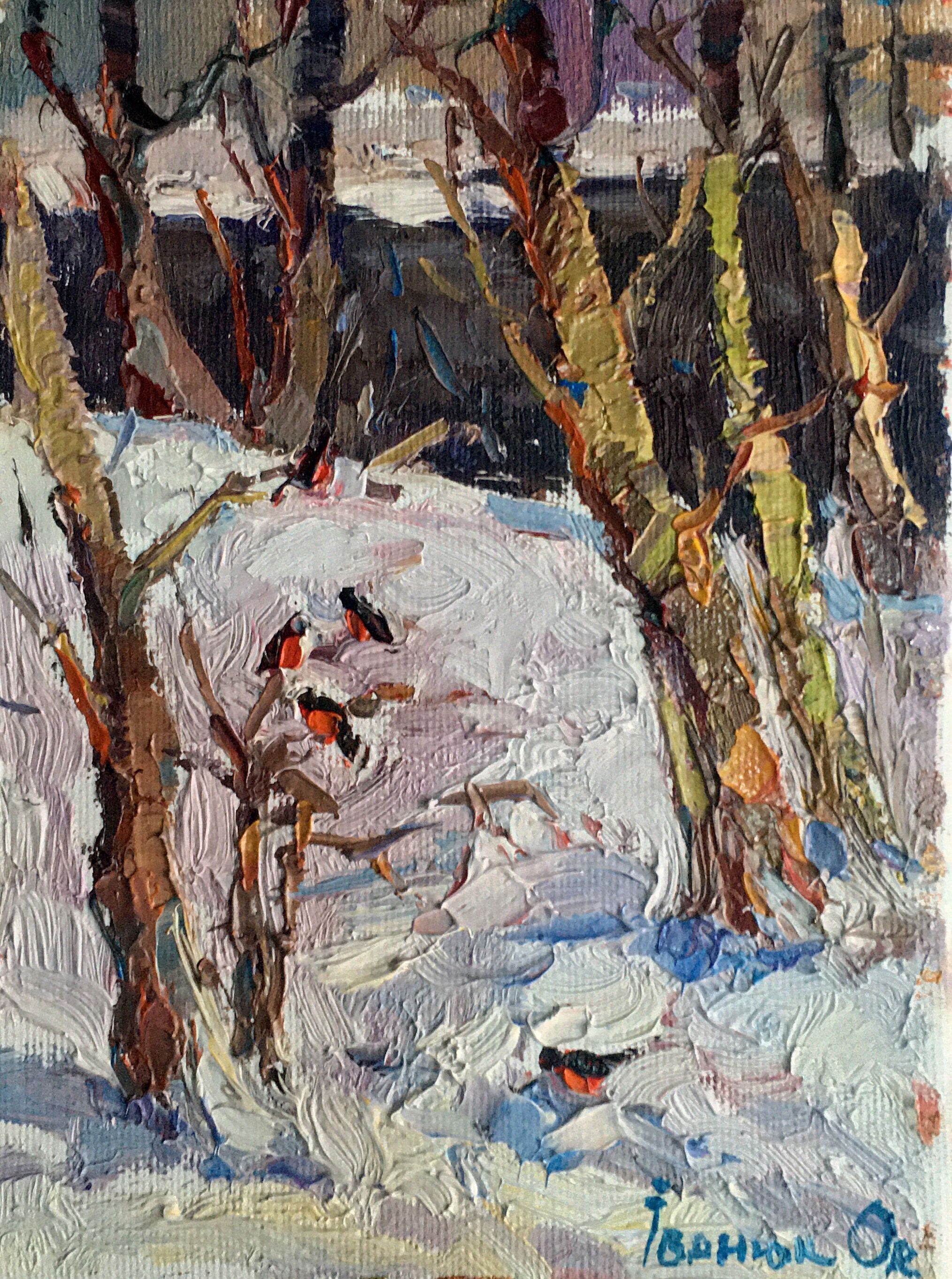 Pintura al óleo Invierno Oksana Ivanyuk 20x15cm