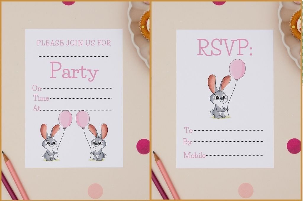 Invitaciones para fiesta de conejitos (tamaño A6, paquete de 10)