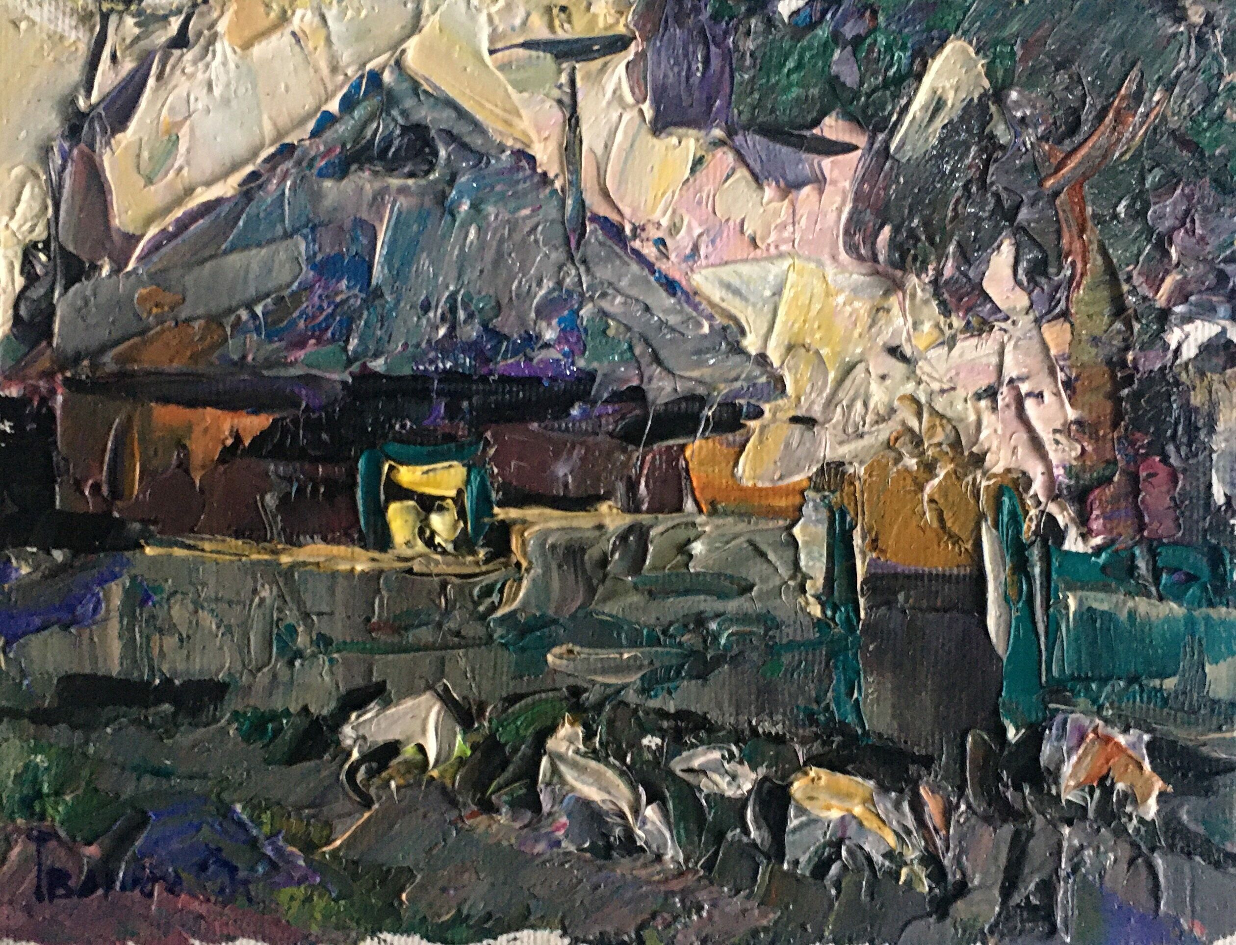 Pintura al óleo Después de la lluvia Oleksiy Ivanyuk 15x20cm