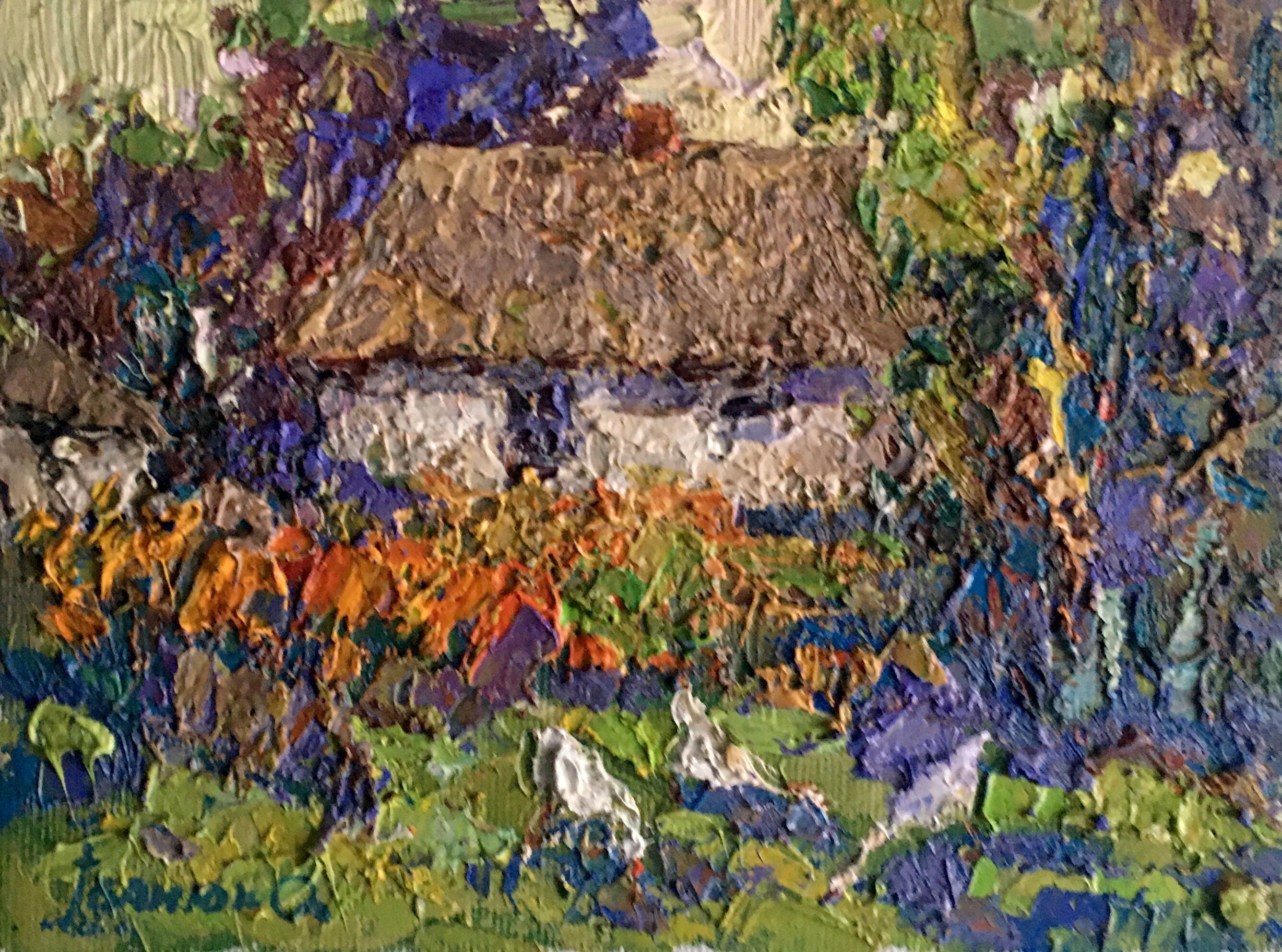 Pintura al óleo En el pueblo Oleksiy Ivanyuk 15x20cm
