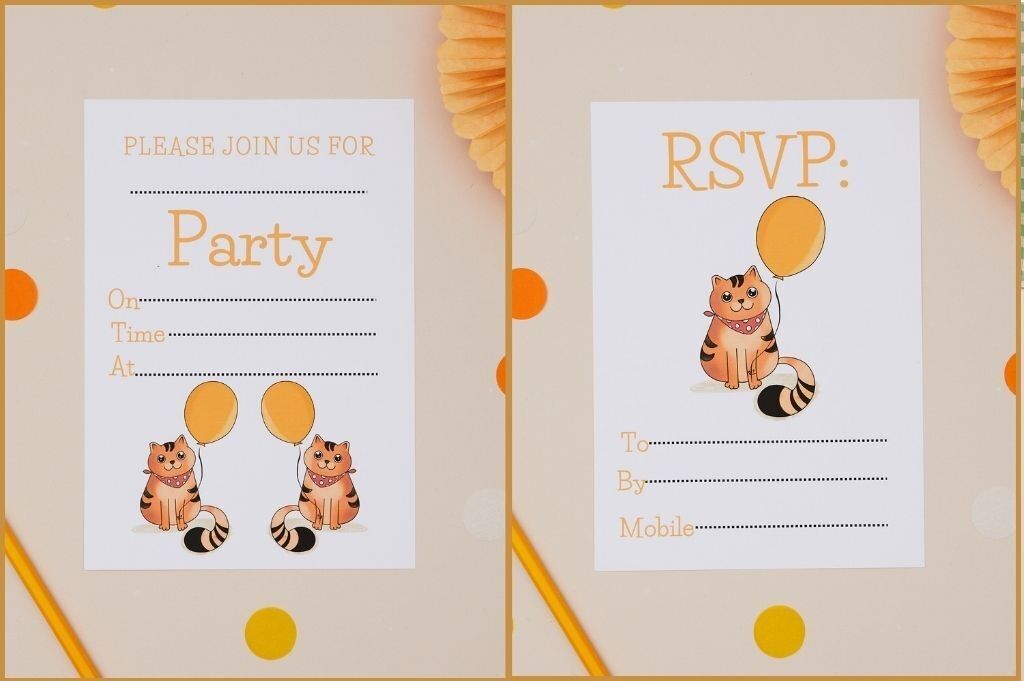 Invitaciones para fiesta de gatos, tamaño A6, paquete de 10