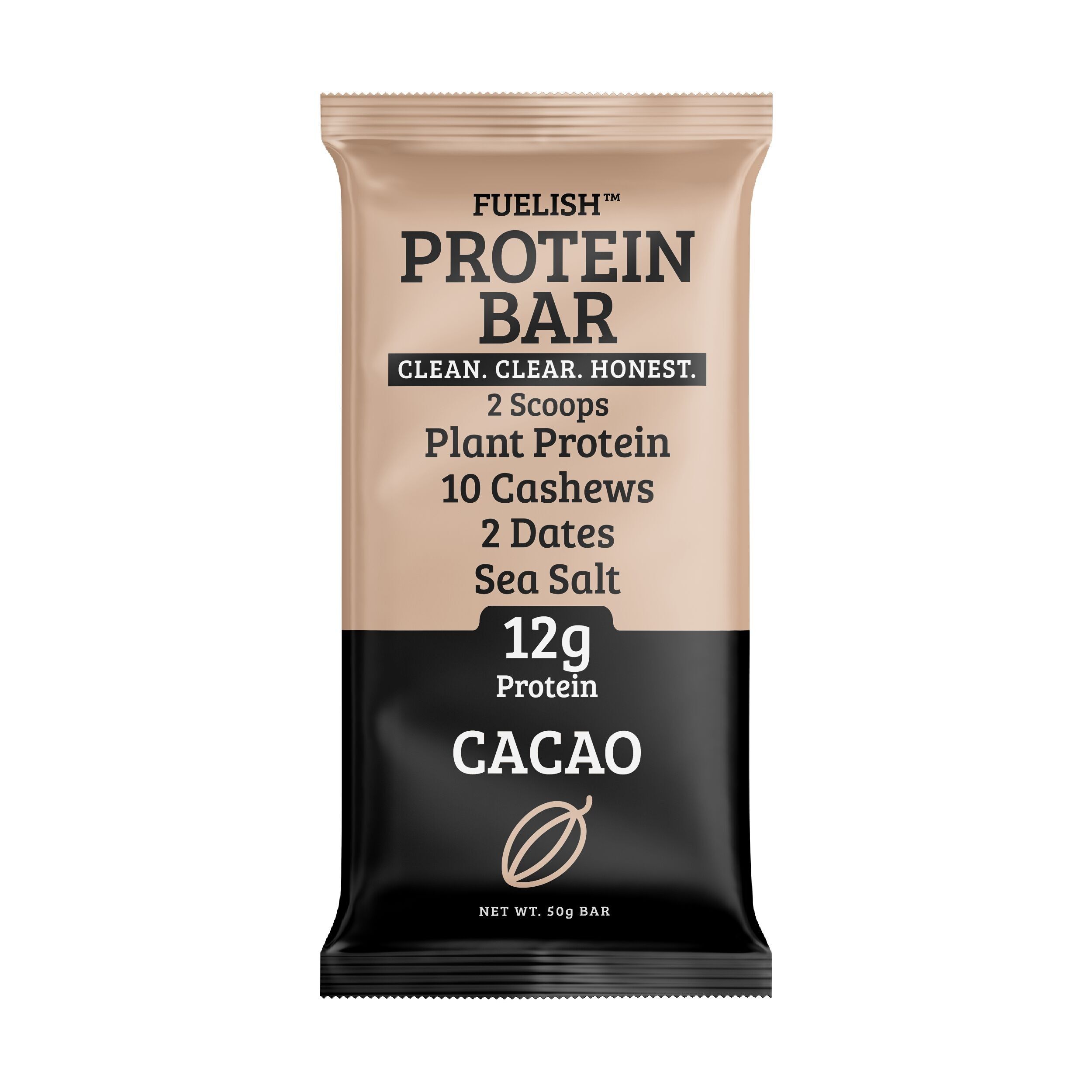 Barrita de proteína de cacao vegana 50 g