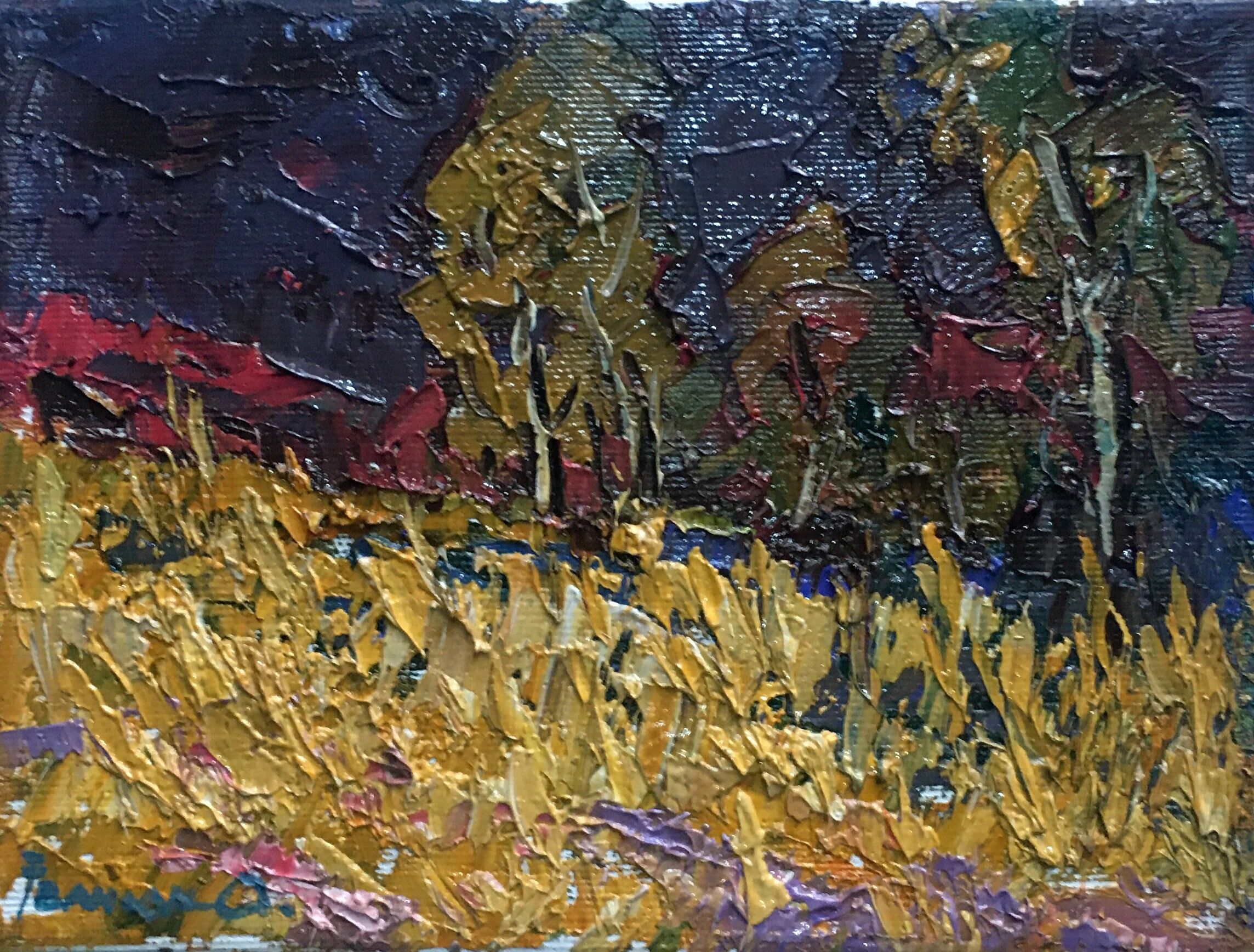 Pintura al óleo Noche de otoño Oleksiy Ivanyuk 15x20cm