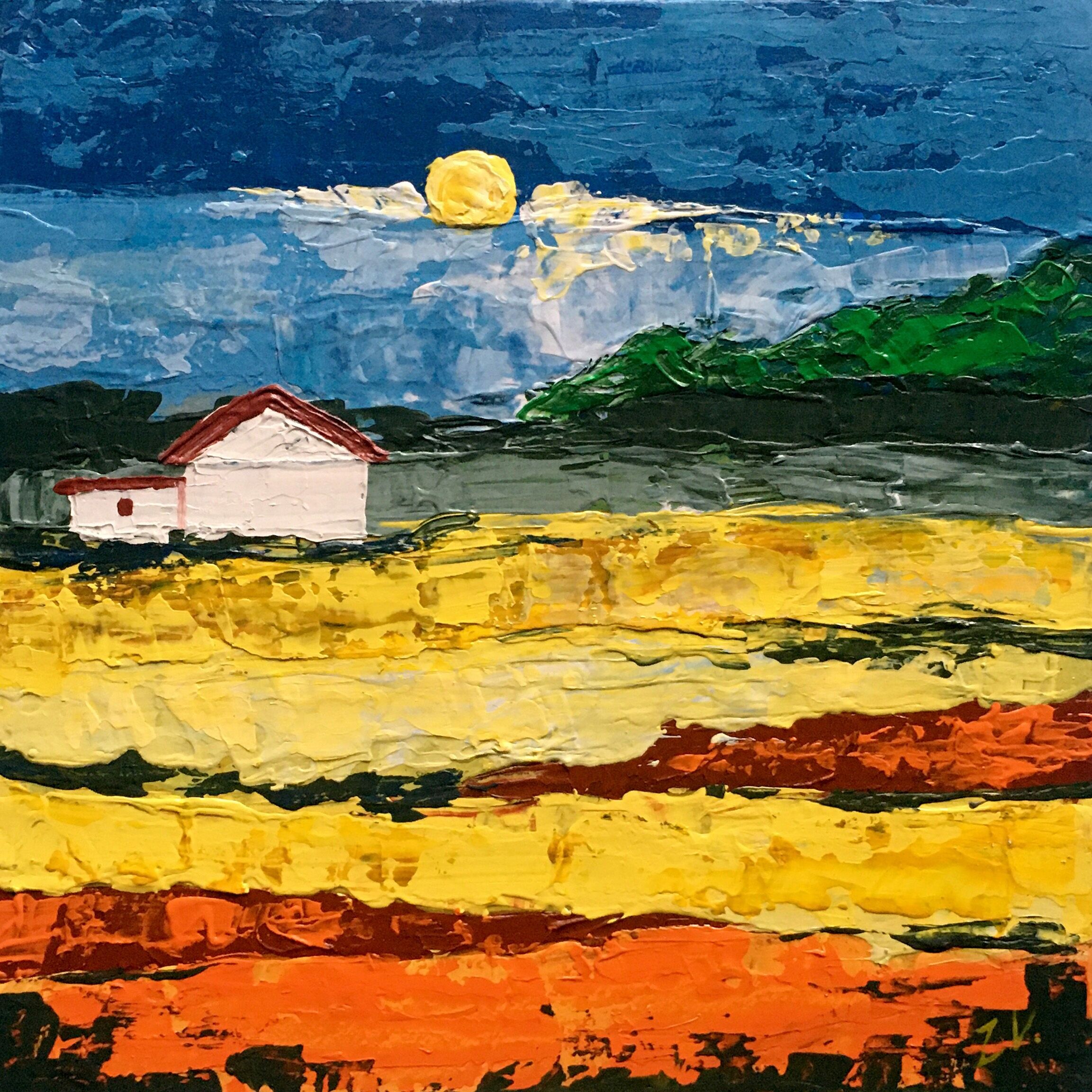 Pintura al óleo Casa en la costa Zadorozhnya Vita 20x20cm