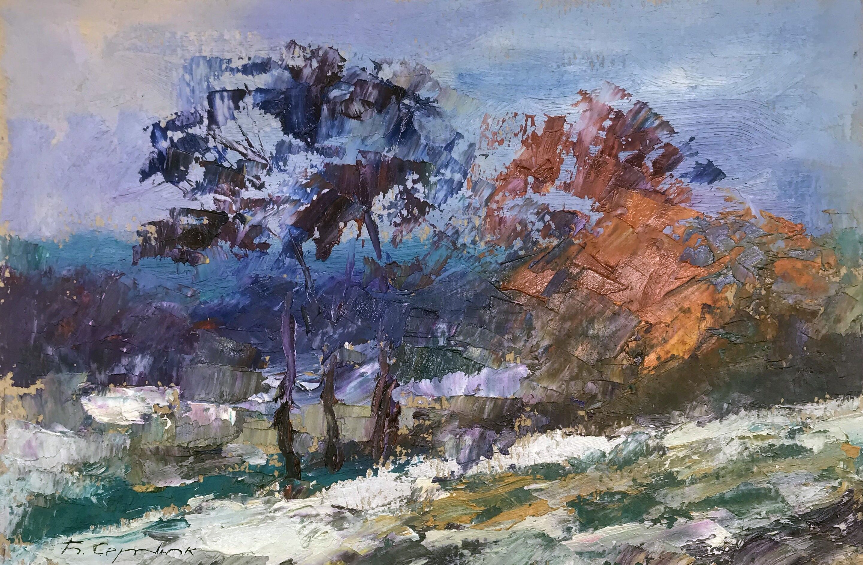 Pintura al óleo Azul invierno Boris Serdyuk 18x27cm